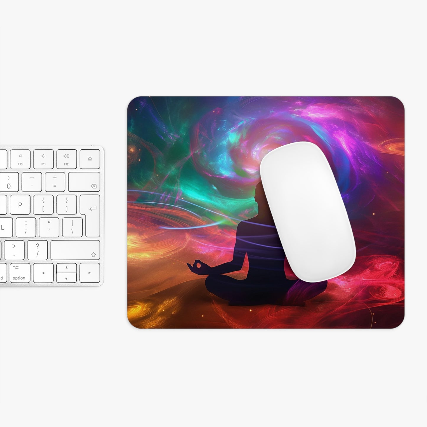 Meditative Universe Design Personalized Mouse Pad - Custom Round or Rectangle Neoprene Mousepad with Non-Slip Rubber Bottom