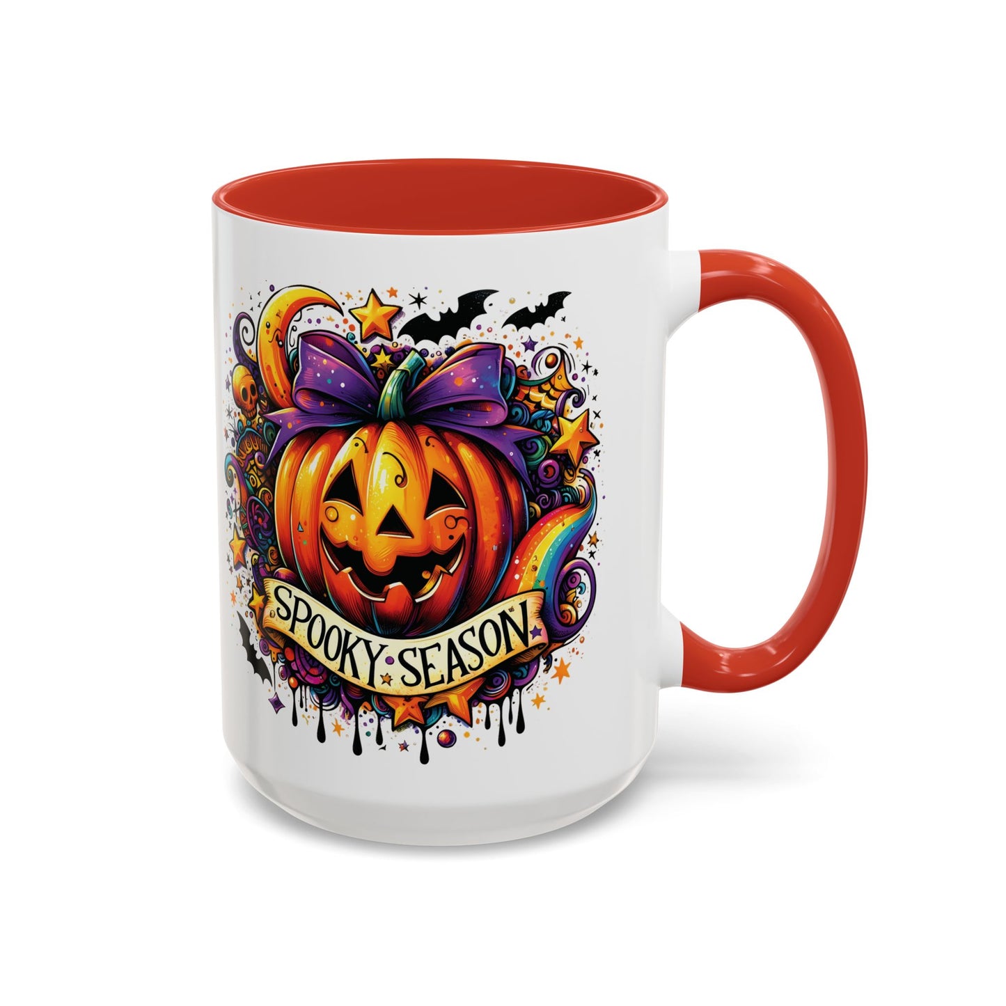 Spooky Season Halloween Mug | Colorful Pumpkin Design | 11oz and 15oz Ceramic Coffee Cup