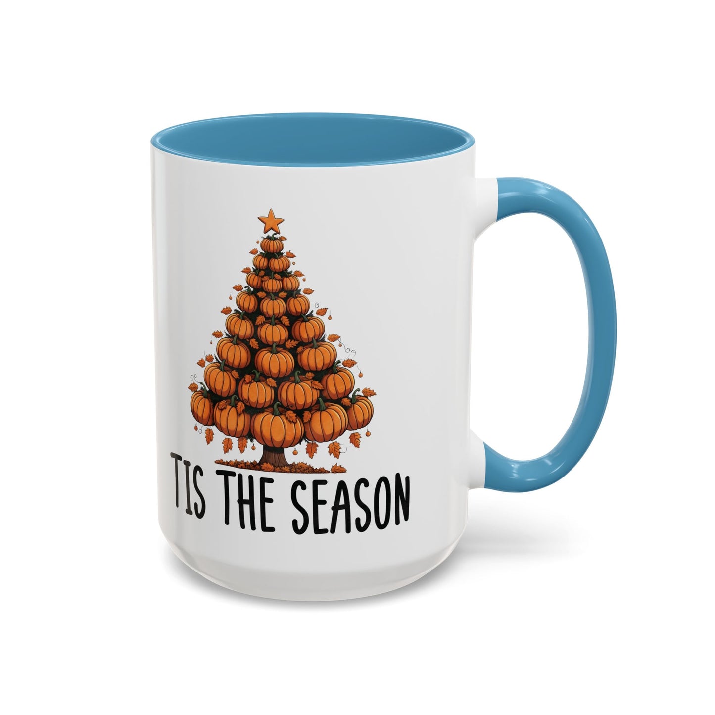 Tis the Season Pumpkin Tree Mug | 11oz and 15oz Ceramic Coffee Cup | Festive Fall & Holiday Design