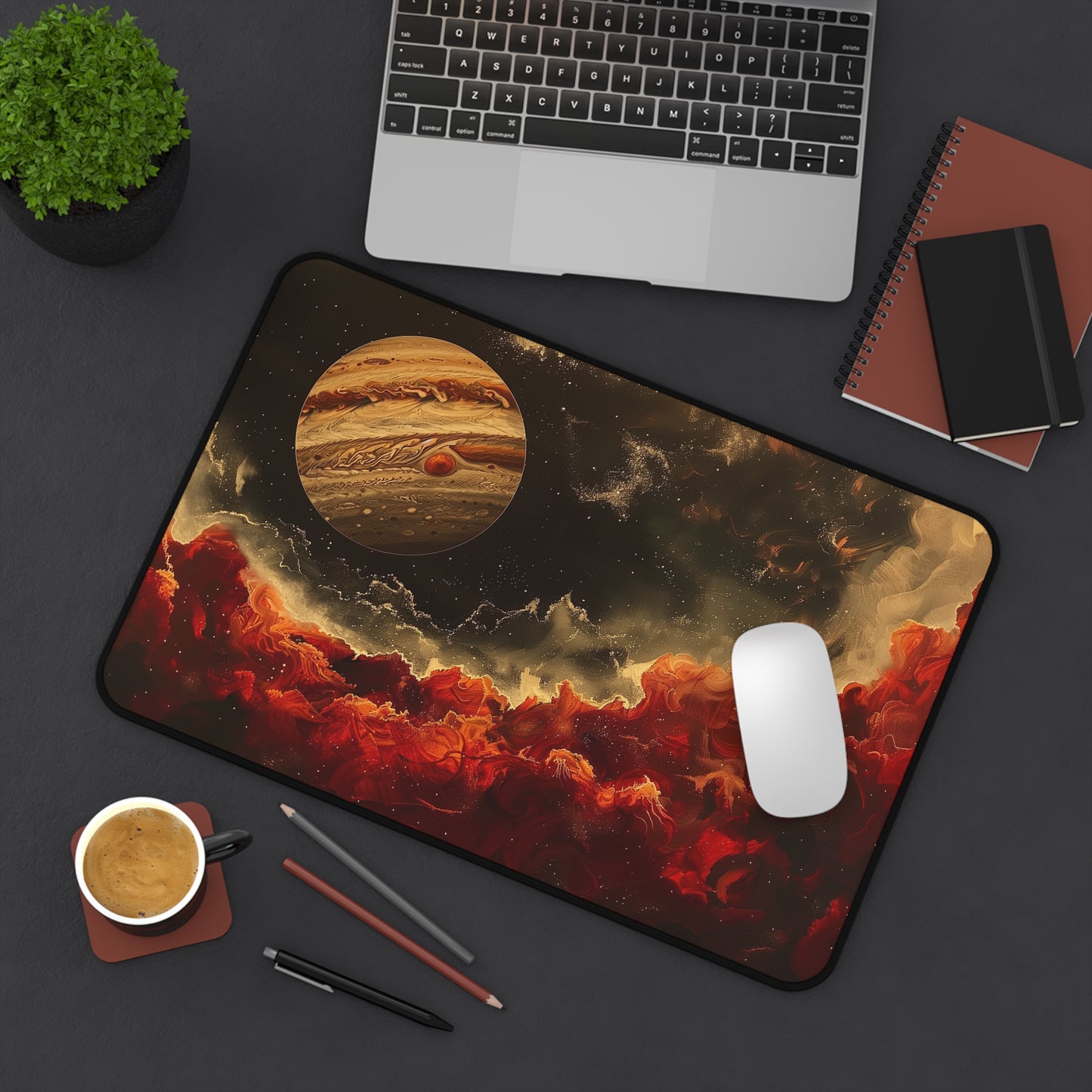 Jupiter Planet Computer Desk Mat | Cosmic Mouse Pad | Anti-Slip Neoprene Desk Mat for Home Office | 3 Sizes Available