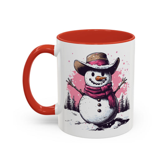 Cowboy Snowman Ceramic Mug - Festive Western Holiday Design - Perfect for Christmas and Winter Fun