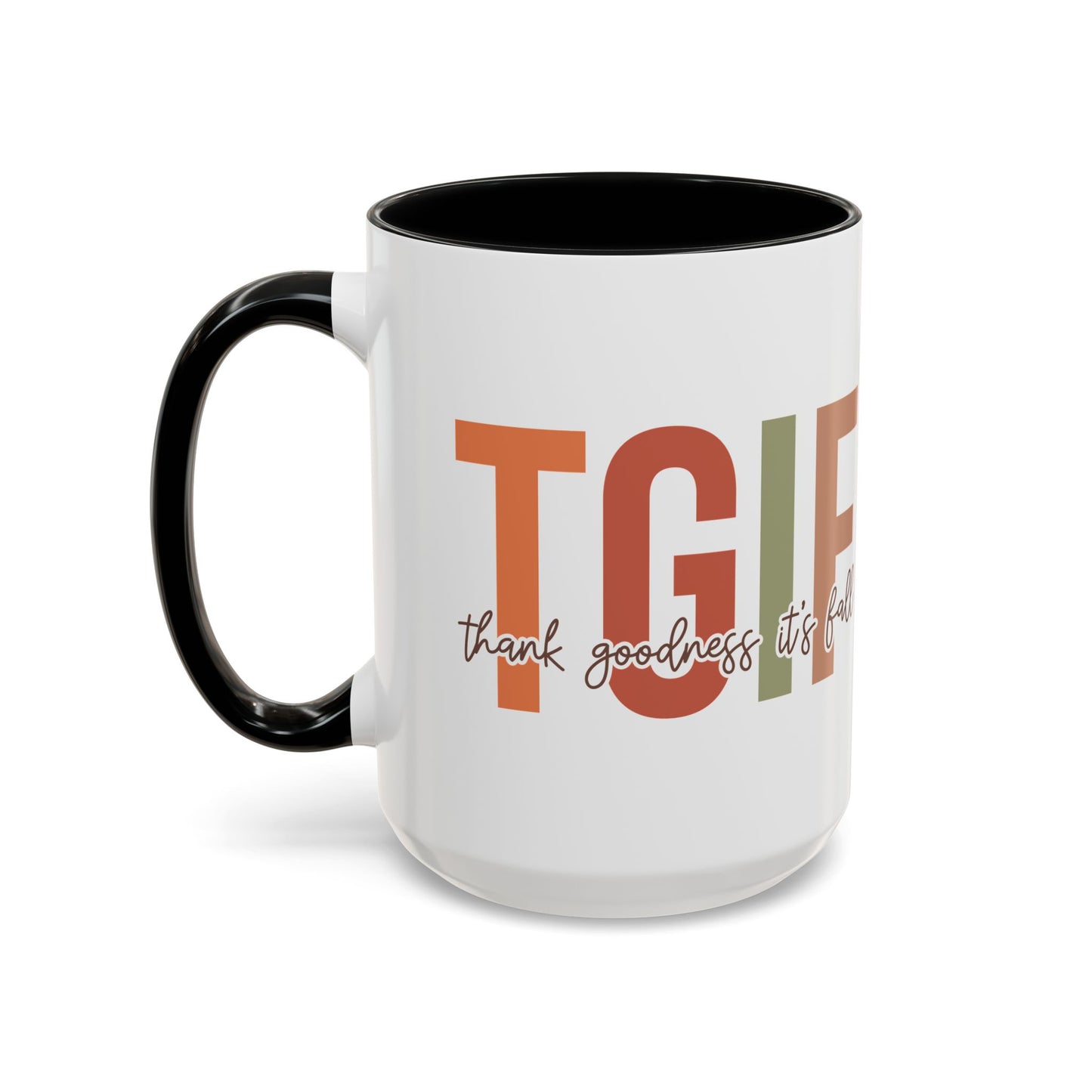 TGIF - Thank Goodness It's Fall Ceramic Mug - 11oz/15oz Autumn Coffee Cup | Cozy Fall Gift | 5 Color Options | Fall-Themed Mug