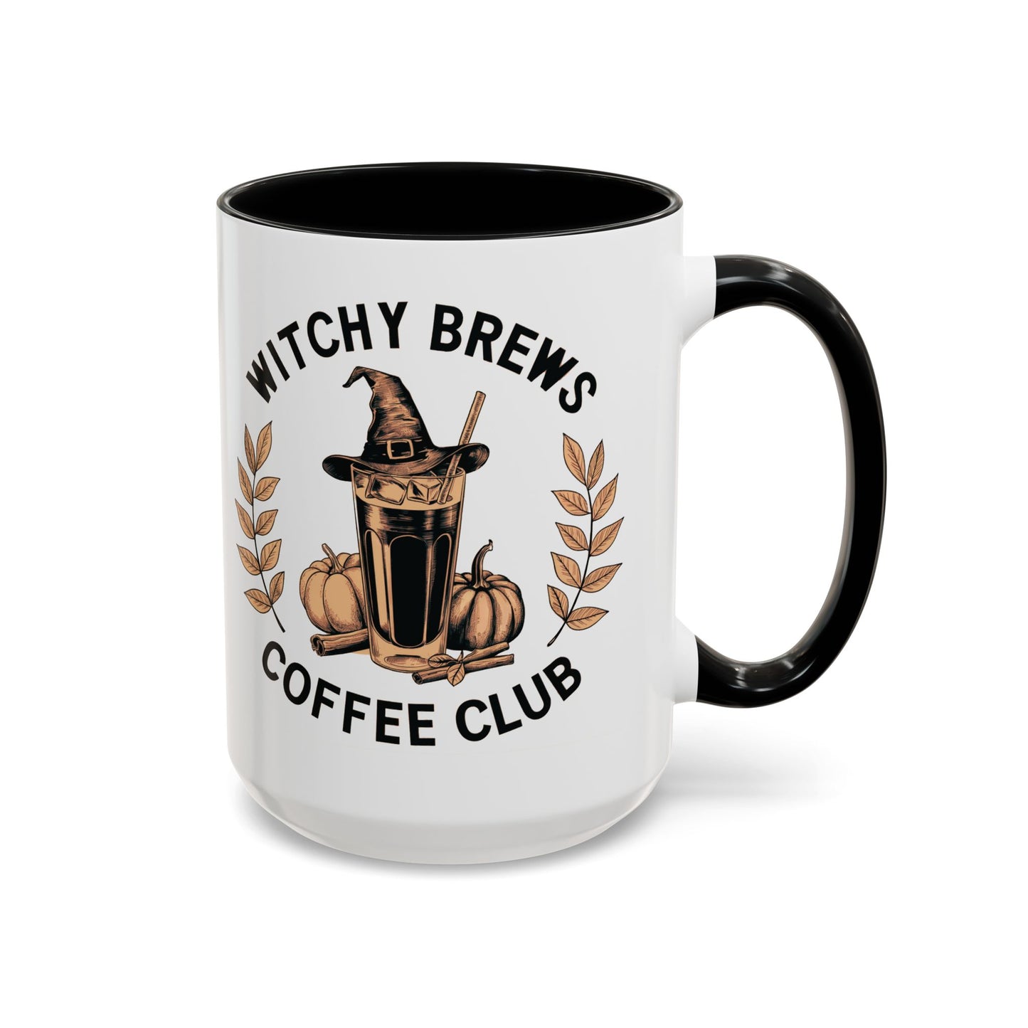 Witchy Brews Coffee Club Mug | Halloween Coffee Mug | Witch Hat and Pumpkin Design | Spooky Fall Drinkware