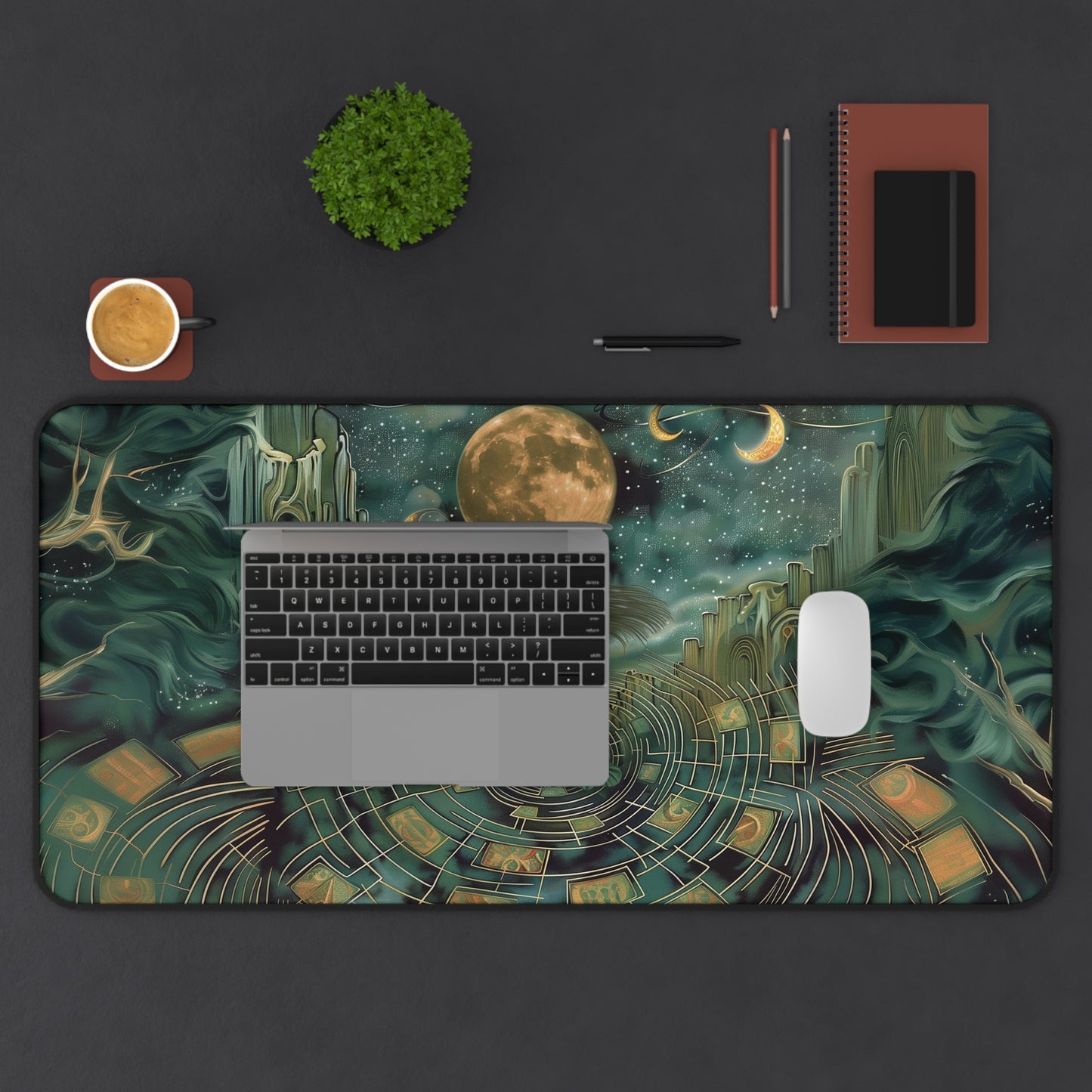 Mystical Moon Goddess Desk Mat | Enchanted Night Design | Neoprene | Anti-Slip | 3 Sizes | Office Decor