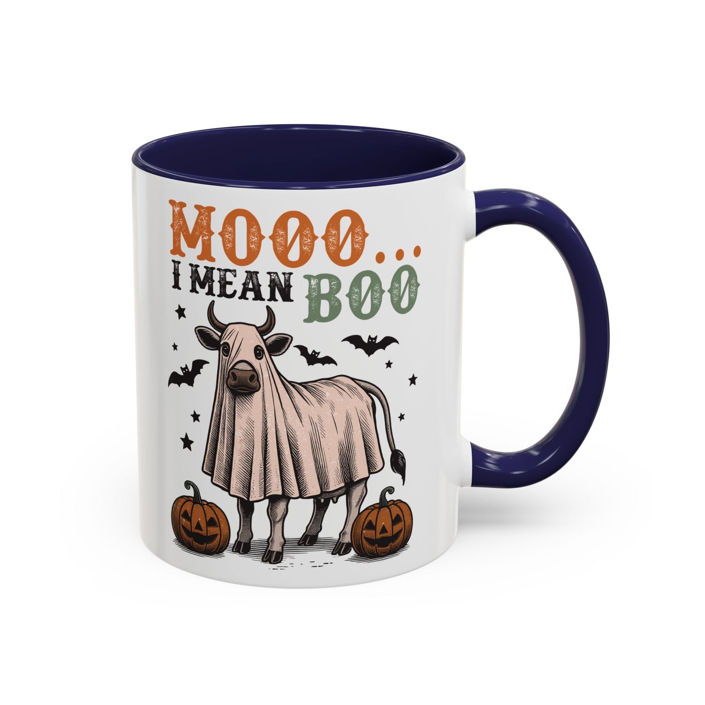 Mooo I Mean Boo Cow Mug | Funny Halloween Coffee Cup | Farmhouse Fall Mug | 11oz and 15oz Ceramic Mug