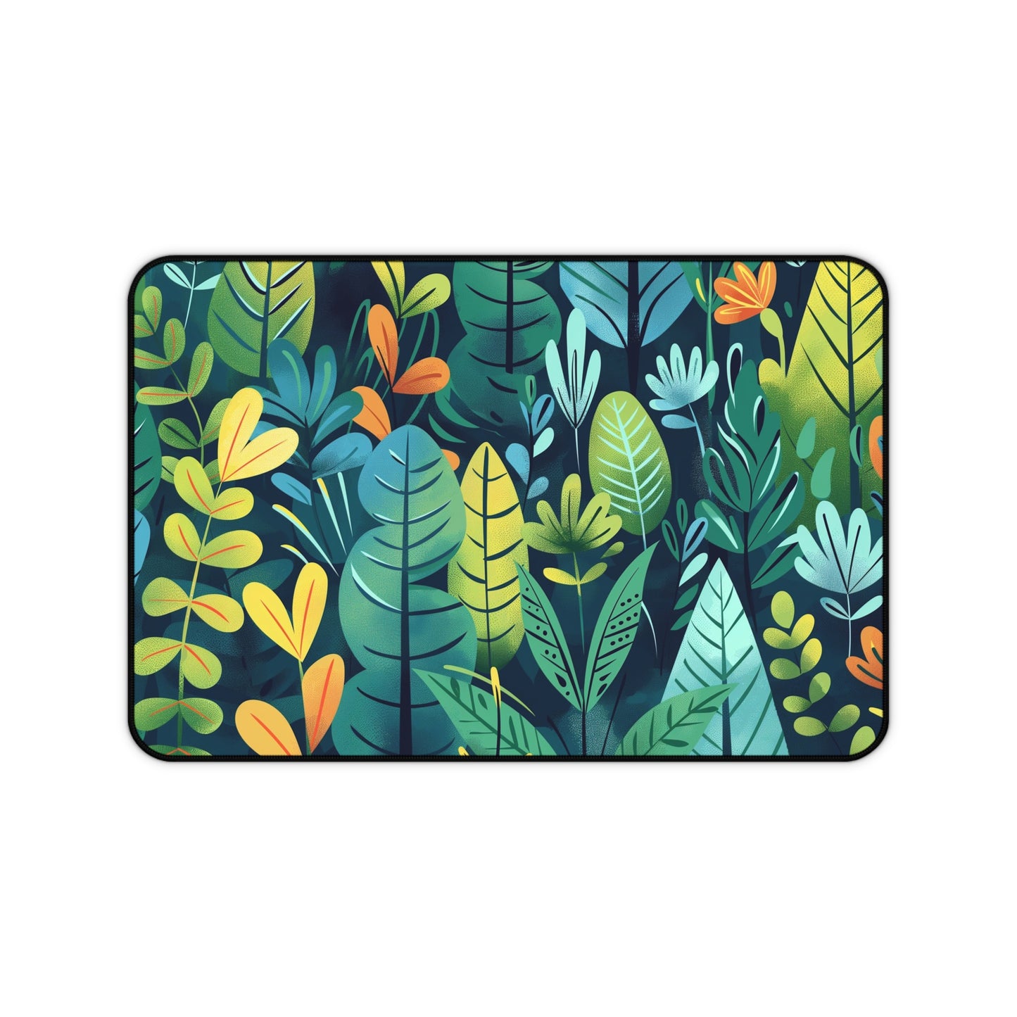 Tropical Jungle Computer Desk Mat | Vibrant Leaves Mouse Pad | Anti-Slip Neoprene Desk Mat for Home Office | 3 Sizes Available