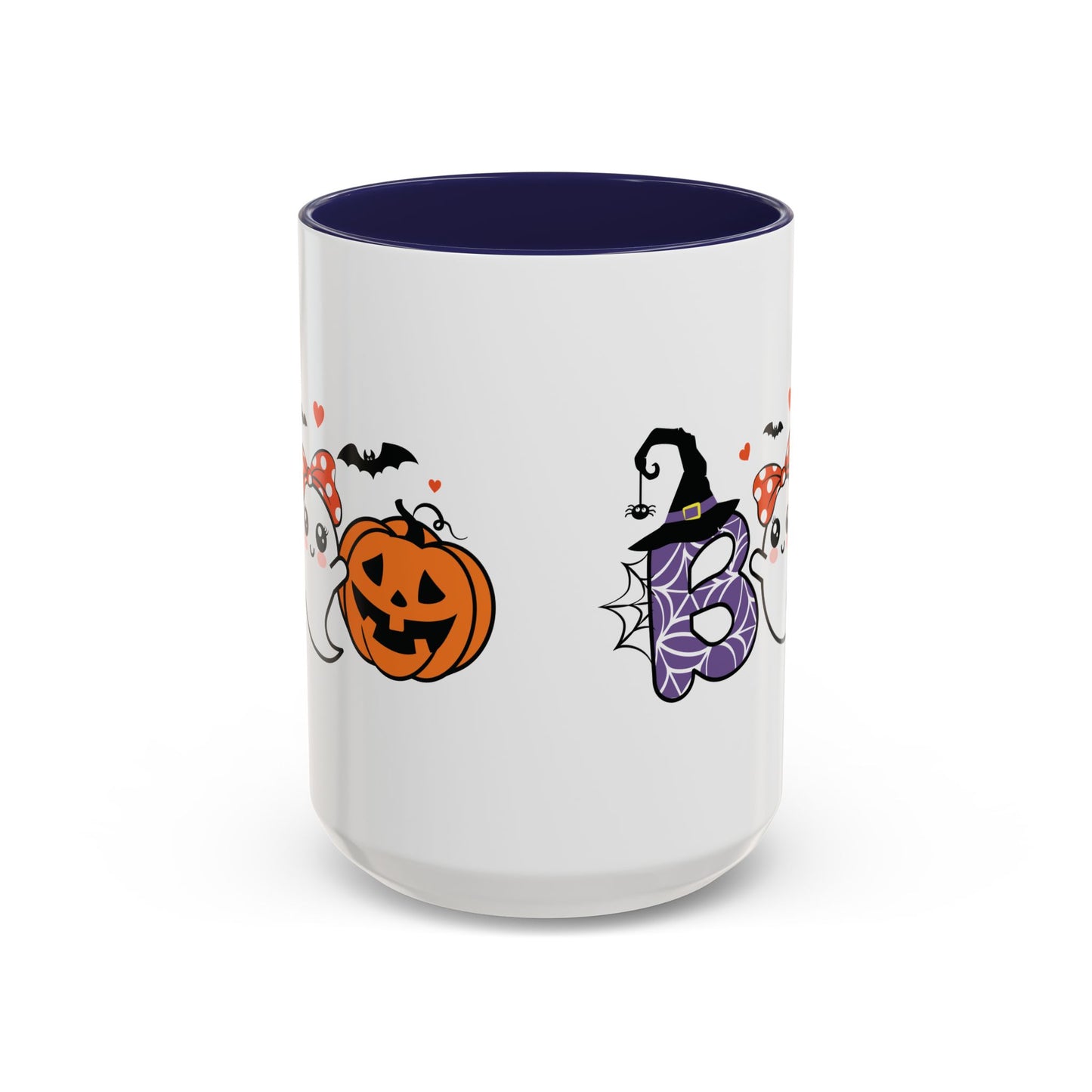 Cute Boo Halloween Mug | 11oz and 15oz Ceramic Coffee Cup | Adorable Ghost, Pumpkin and Witch Hat Design