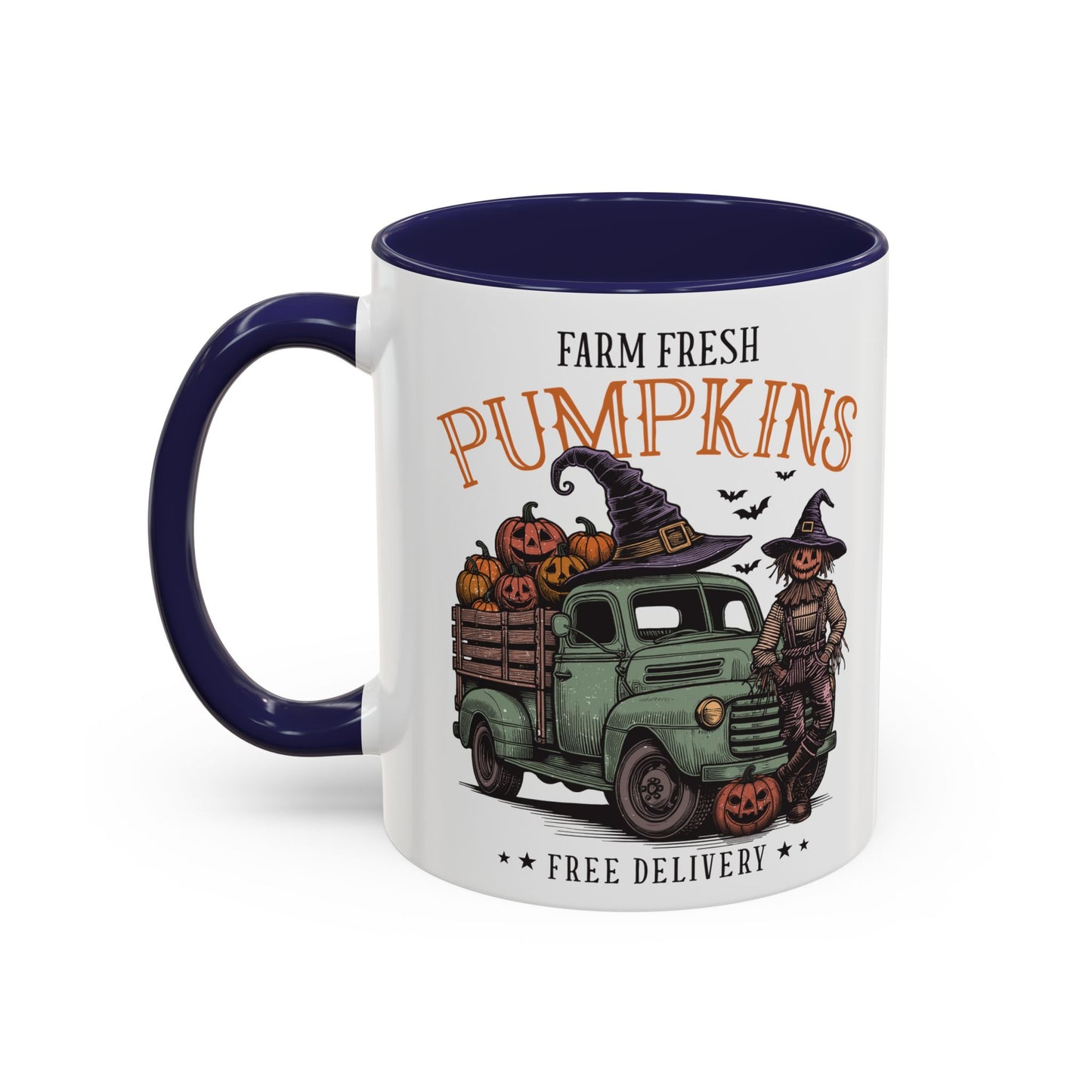 Farm Fresh Pumpkins Mug | Vintage Truck Fall Mug | Halloween Pumpkin Patch Coffee Cup | 11oz and 15oz Ceramic Mug