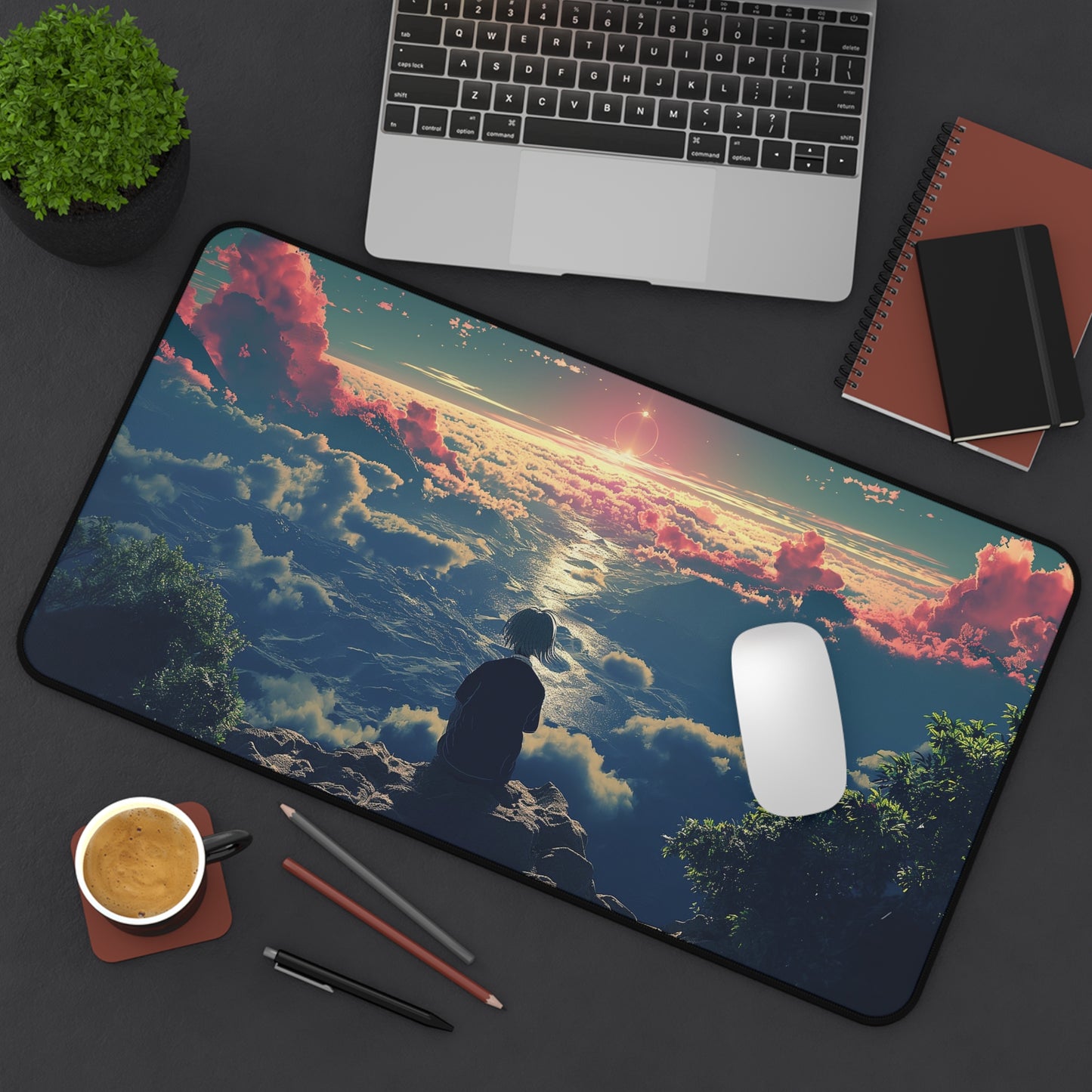 Serene Sunset Computer Desk Mat | Customizable Scenic Mouse Pad | Anti-Slip Neoprene Desk Mat for Home Office | 3 Sizes Available