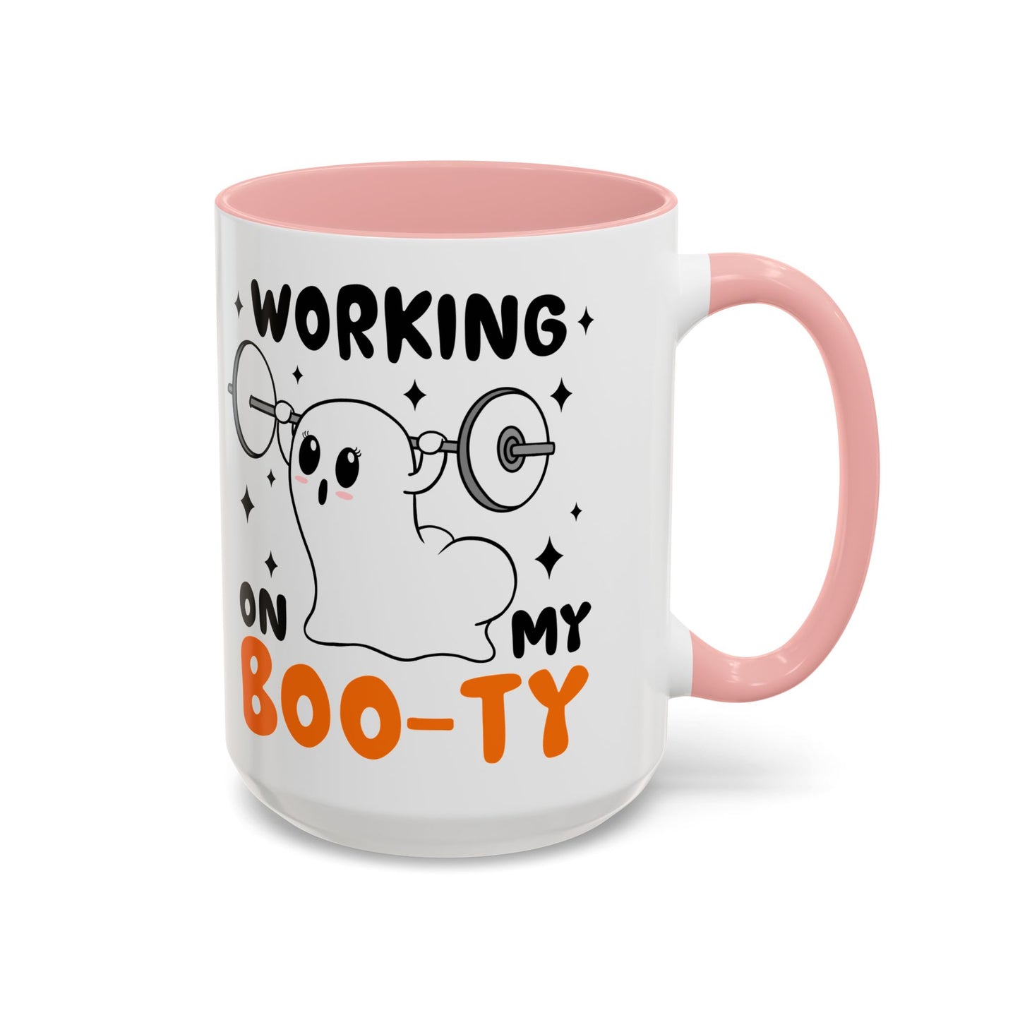 Working on My Boo-ty Halloween Ghost Mug | 11oz and 15oz Ceramic Coffee Cup | Fitness and Humor Design