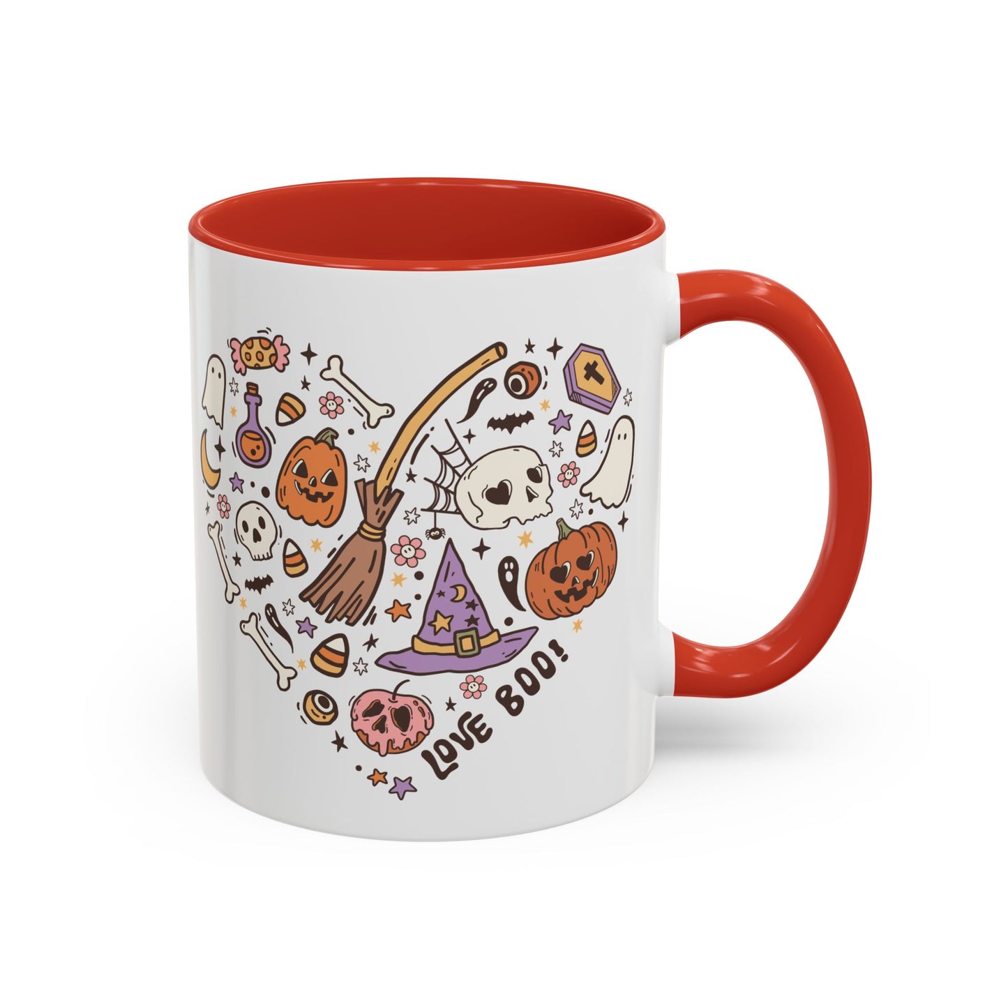 Love Boo! Halloween Mug | 11oz and 15oz Ceramic Coffee Cup | Spooky Heart Design