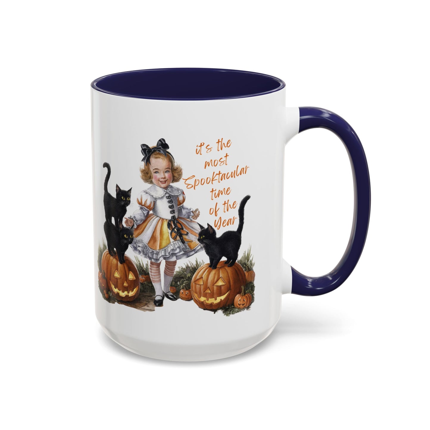 Most Spooktacular Time of the Year Mug | Vintage Halloween Girl with Black Cats and Pumpkins | Halloween Coffee Mug | Fall Drinkware