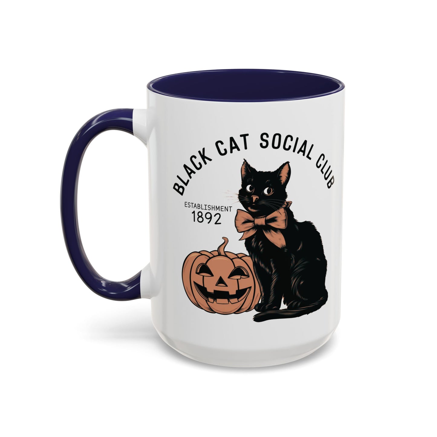 Black Cat Social Club Mug | Halloween Cat and Pumpkin Design | Spooky Coffee Mug | Fall Drinkware Gift