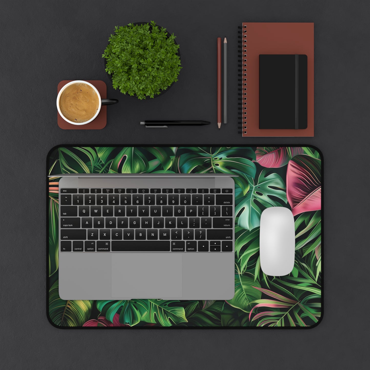 Tropical Paradise Desk Mat | Neoprene Mouse Pad | Jungle Leaves Design | Anti-Slip | 3 Sizes Available