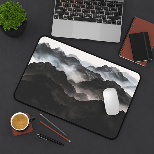 Black Mountain Desk Mat | Modern Landscape Mouse Pad | Neoprene | Anti-Slip | 3 Sizes