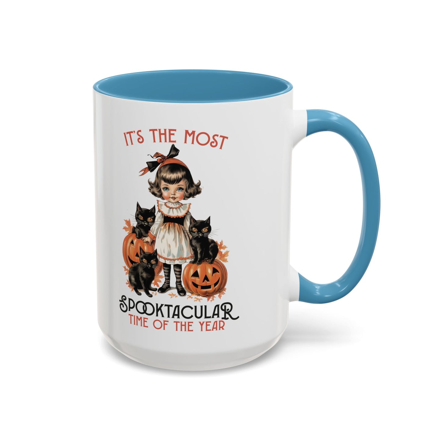 Spooktacular Time of the Year Halloween Mug | Vintage Black Cat and Doll Design | Halloween Coffee Mug | Fall Drinkware