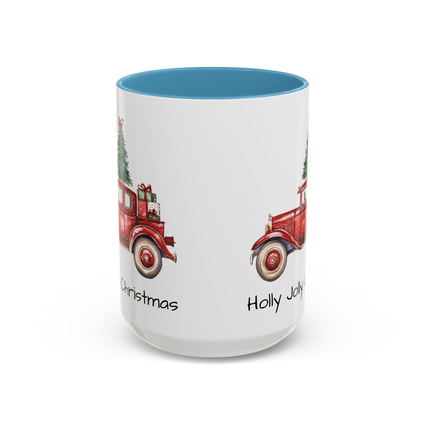 Holly Jolly Christmas Vintage Truck Mug - Vintage Red Truck with Christmas Tree Design - Perfect for Holiday Cheer