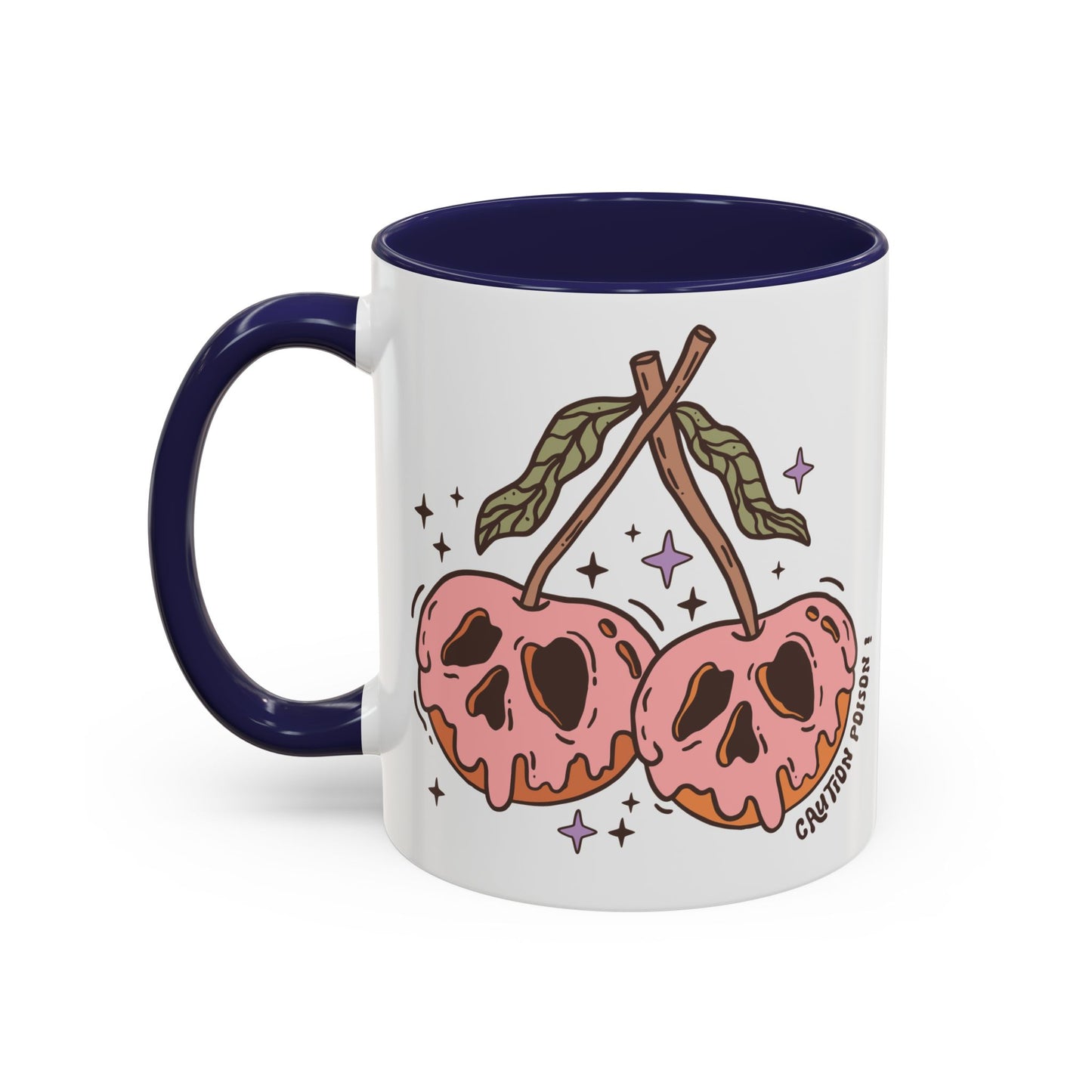 Caution Poison! Skull Cherries Mug | 11oz and 15oz Ceramic Coffee Cup | Halloween Poison Warning Design