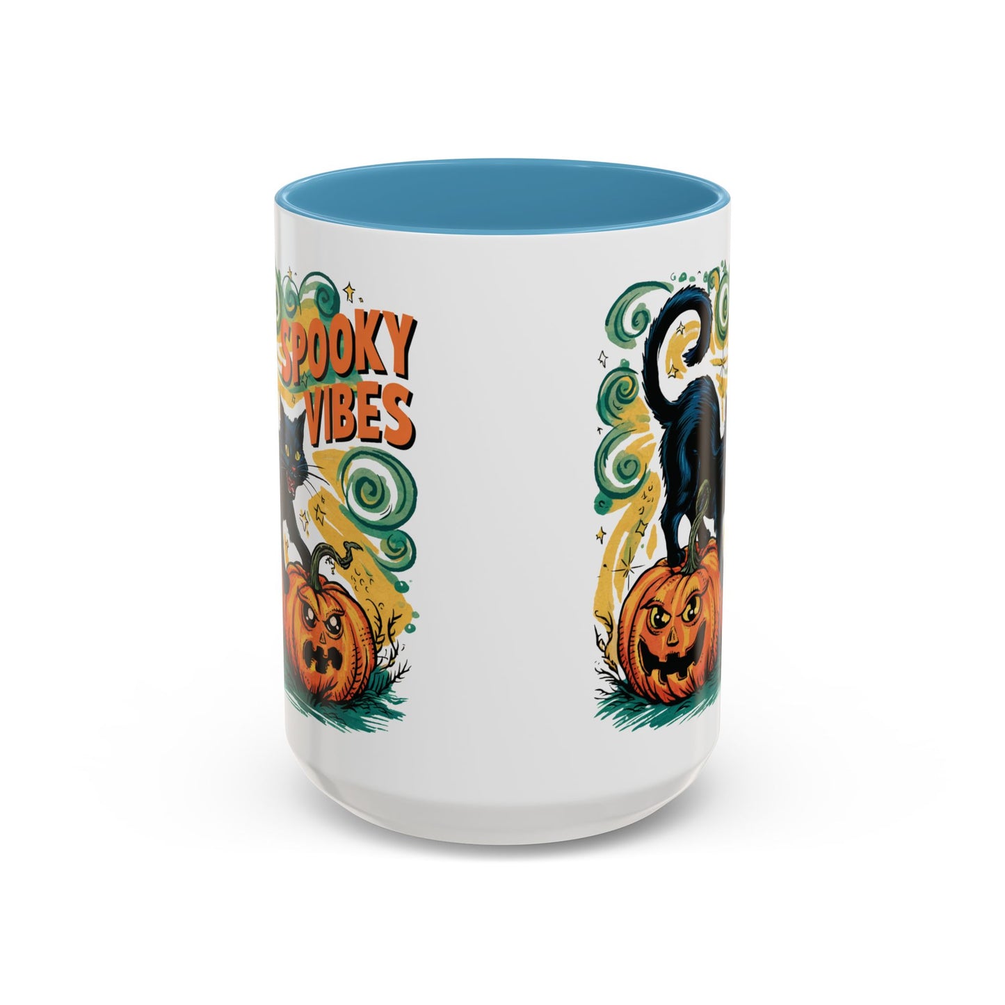 Spooky Vibes Halloween Mug | Black Cat and Pumpkin Design | Halloween Coffee Mug | Fall Drinkware