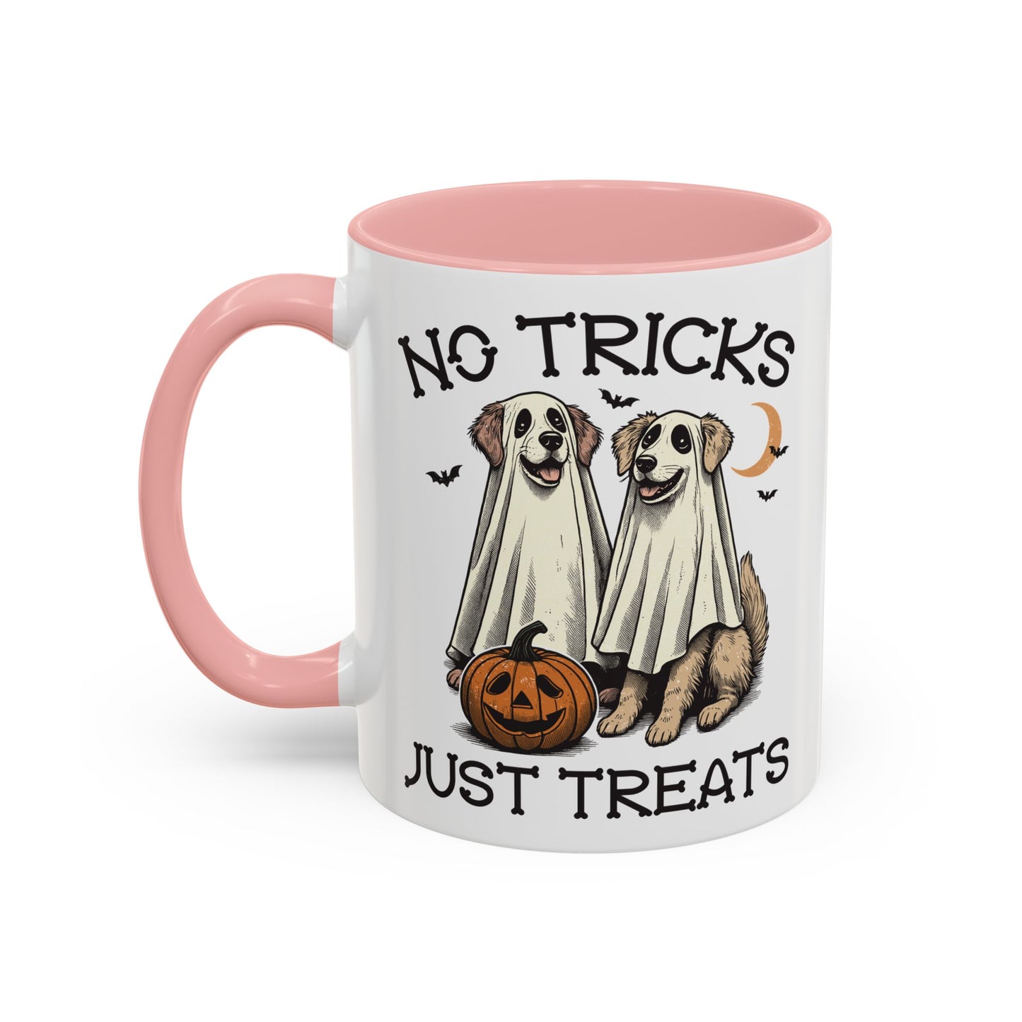 No Tricks Just Treats Halloween Dog Mug | Cute Ghost Dog Coffee Mug | Spooky Season Mug | 11oz and 15oz Ceramic Mug