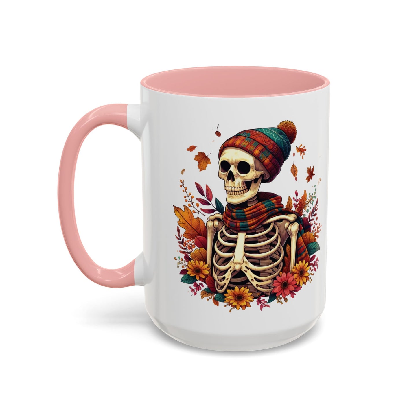 Cozy Fall Skeleton Mug | Cute Autumn Skeleton Coffee Mug | Fall-Themed Drinkware | Halloween Skeleton in Scarf Design