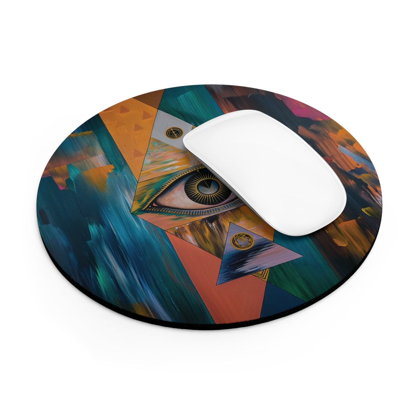 Abstract Eye Design Personalized Mouse Pad - Custom Round or Rectangle Neoprene Mousepad with Non-Slip Rubber Bottom