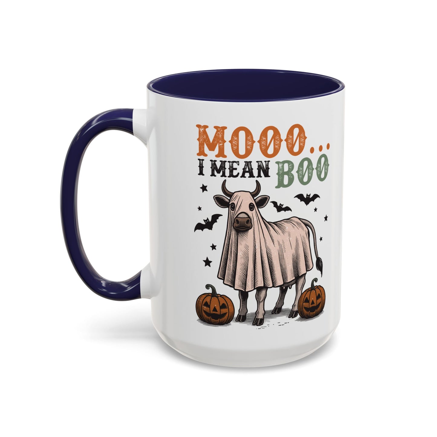 Mooo I Mean Boo Cow Mug | Funny Halloween Coffee Cup | Farmhouse Fall Mug | 11oz and 15oz Ceramic Mug