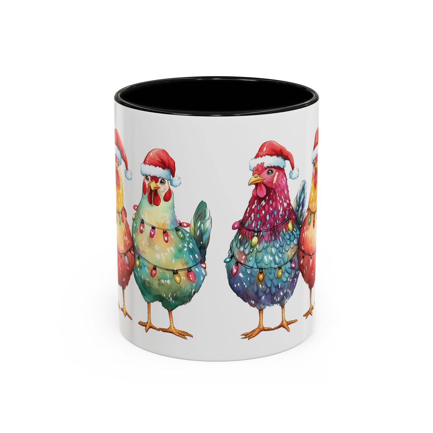 Christmas Chickens Mug - Festive Holiday Chicken Trio Design - Perfect for Farmhouse Christmas Decor