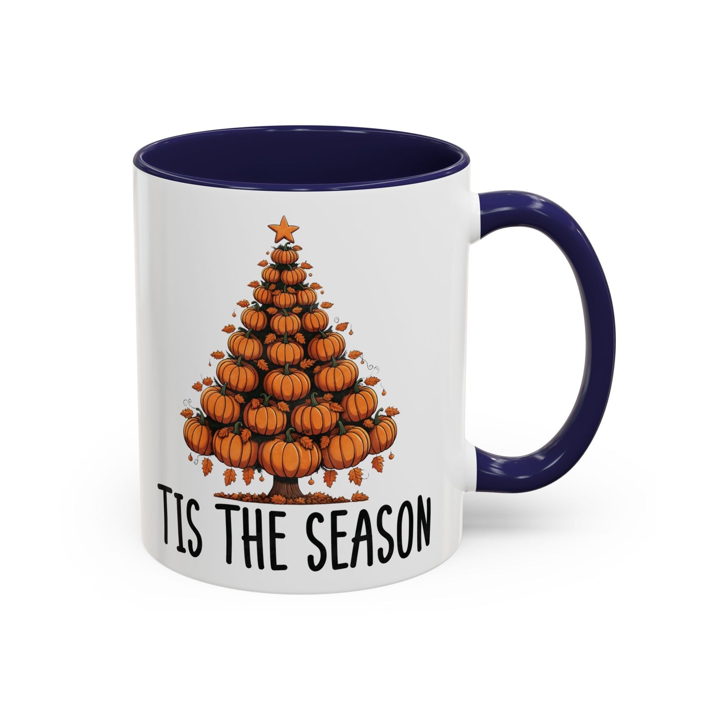 Tis the Season Pumpkin Tree Mug | 11oz and 15oz Ceramic Coffee Cup | Festive Fall & Holiday Design