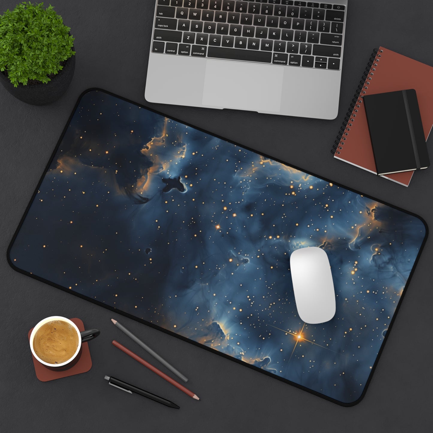 Cosmic Nebula Computer Desk Mat | Deep Space Mouse Pad | Anti-Slip Neoprene Desk Mat for Home Office | 3 Sizes Available