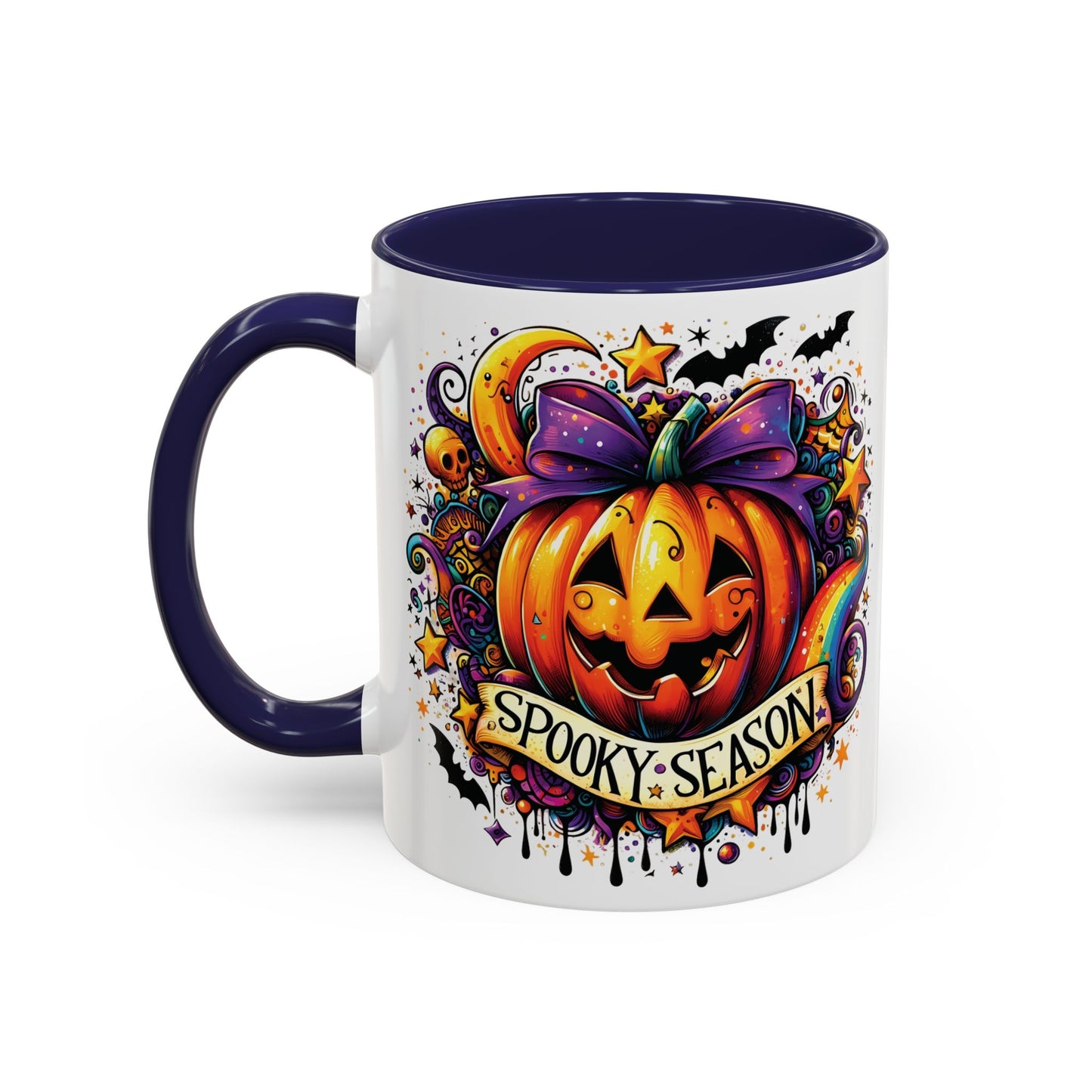 Spooky Season Halloween Mug | Colorful Pumpkin Design | 11oz and 15oz Ceramic Coffee Cup