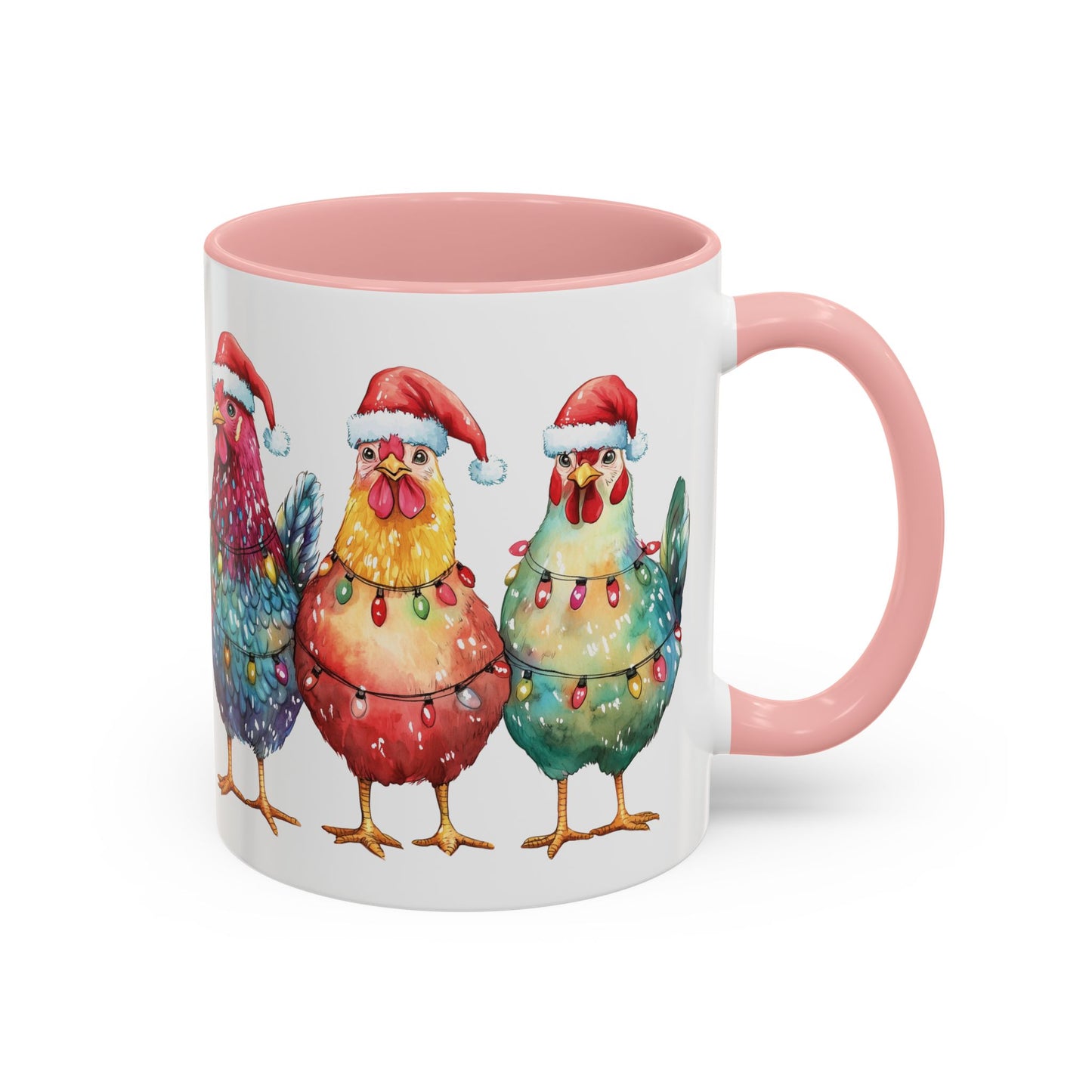 Christmas Chickens Mug - Festive Holiday Chicken Trio Design - Perfect for Farmhouse Christmas Decor