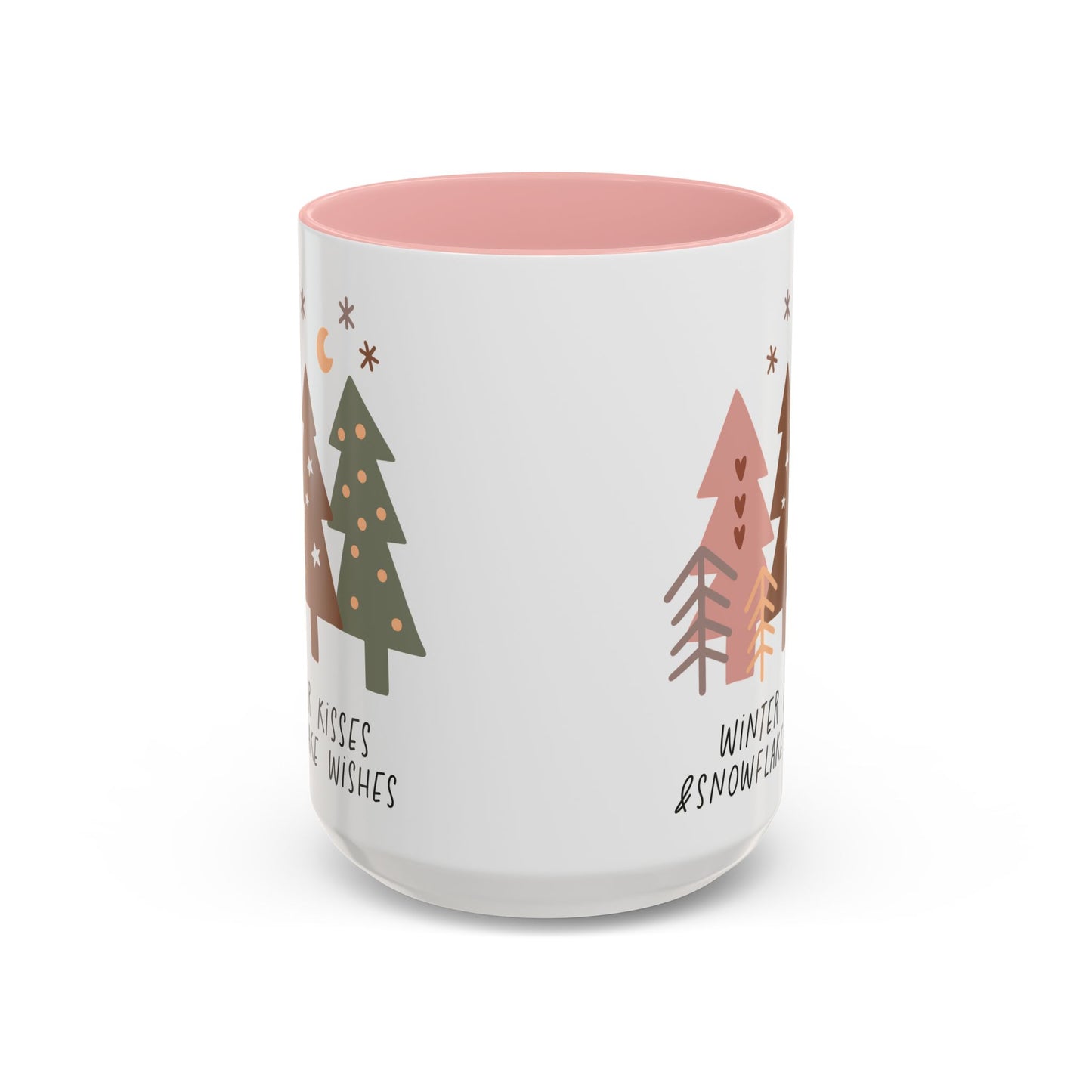 Winter Kisses and Snowflake Wishes Mug | Cozy Christmas Tree Design | Holiday Coffee Mug | Winter Drinkware