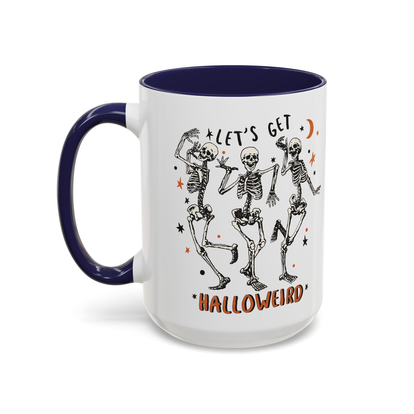 Lets Get Halloweird Halloween Mug | Dancing Skeleton Design | Funny Spooky Coffee Mug | Fall Drinkware | Unique Halloween Gift