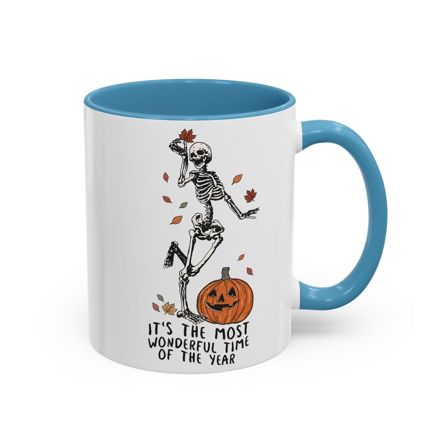 Most Wonderful Time of the Year Skeleton Mug | Funny Halloween Coffee Mug | Jack-o-Lantern Fall Drinkware | Spooky Season Gift