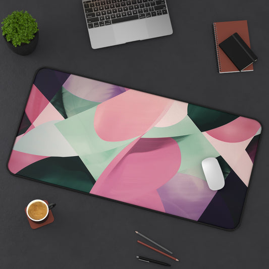 Modern Abstract Art Computer Desk Mat | Pastel Geometric Mouse Pad | Anti-Slip Neoprene Desk Mat for Home Office | 3 Sizes Available