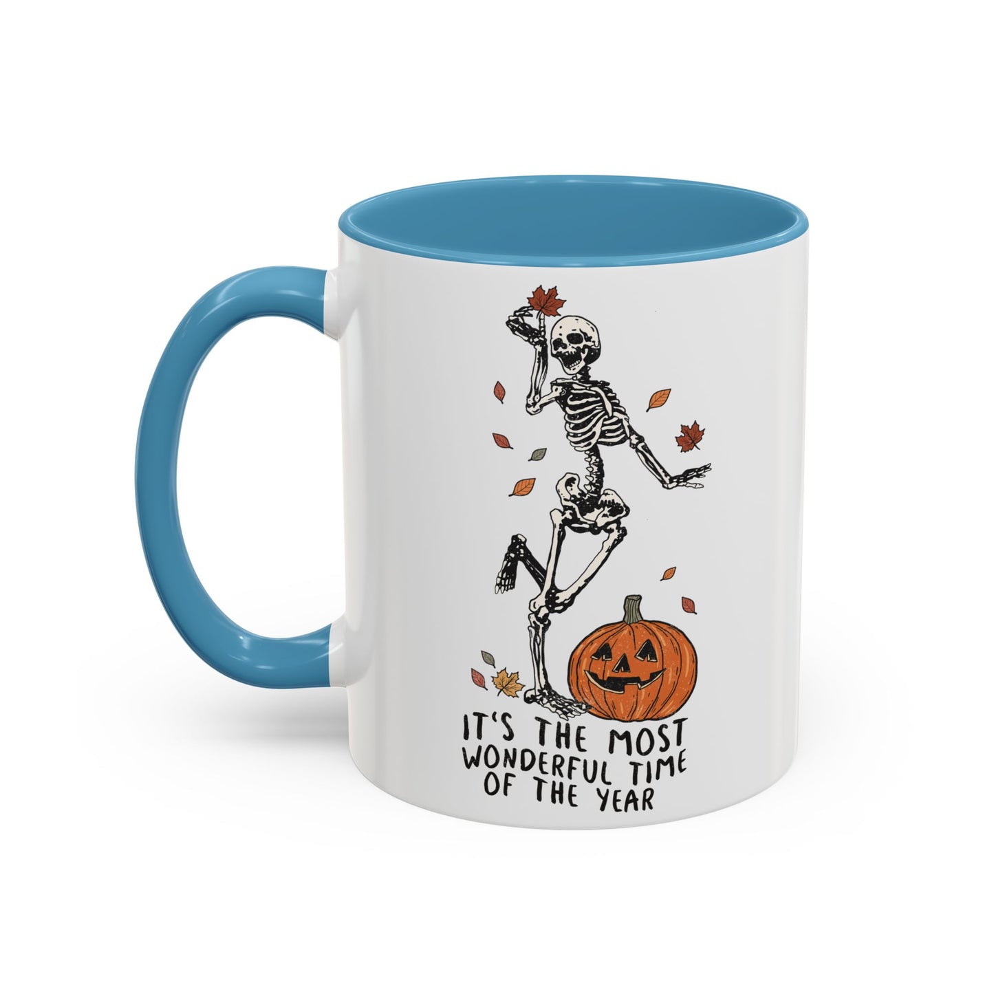 Most Wonderful Time of the Year Skeleton Mug | Funny Halloween Coffee Mug | Jack-o-Lantern Fall Drinkware | Spooky Season Gift