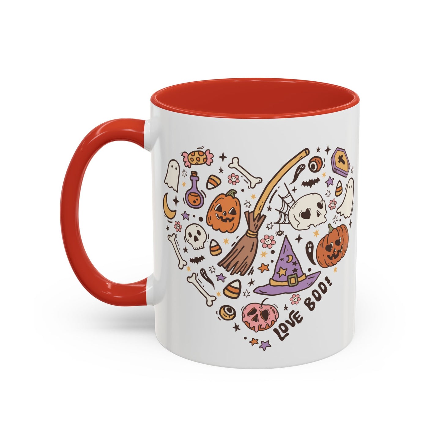 Love Boo! Halloween Mug | 11oz and 15oz Ceramic Coffee Cup | Spooky Heart Design