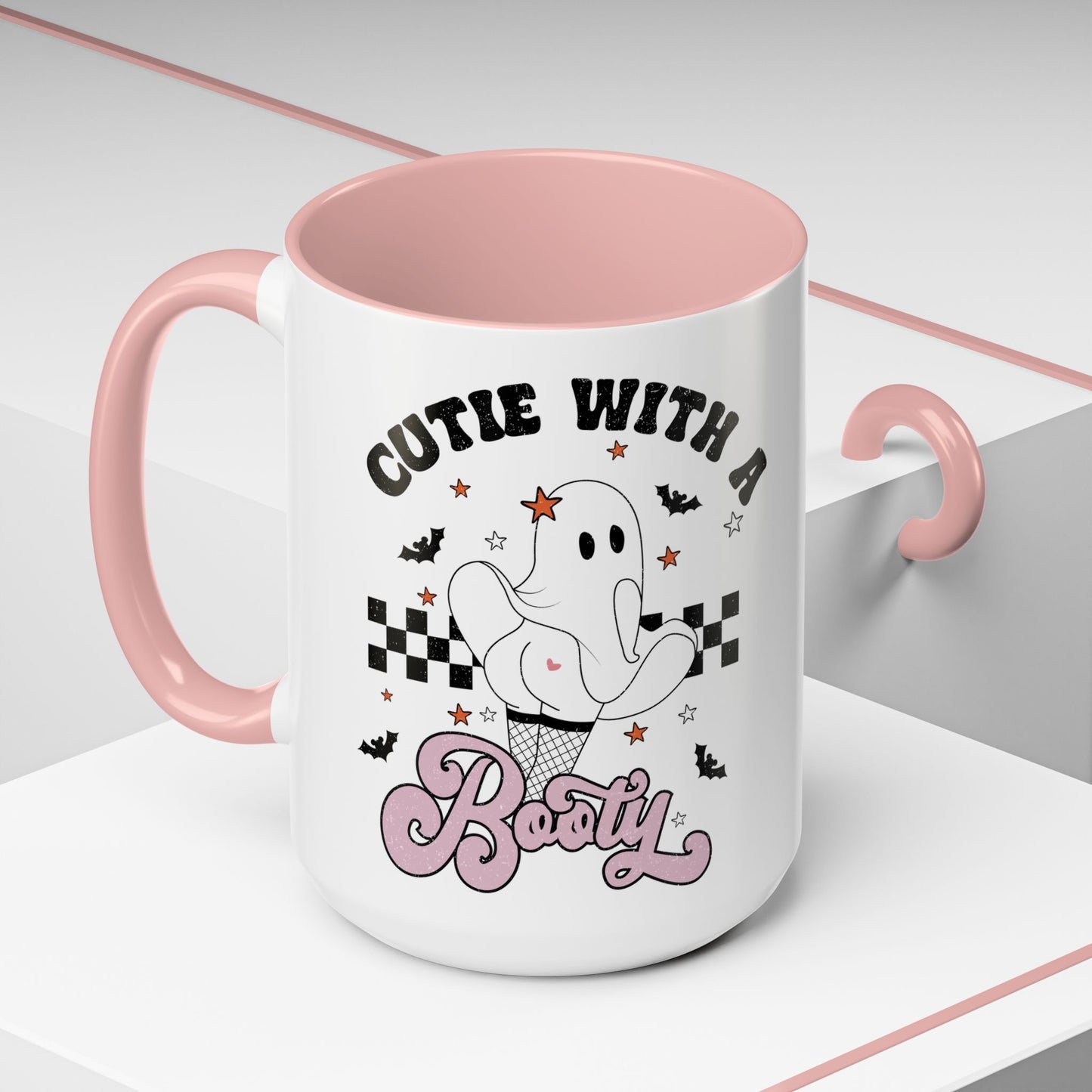 Cutie with a Booty Halloween Ghost Mug | 11oz and 15oz Ceramic Coffee Cup | Funny Halloween Design