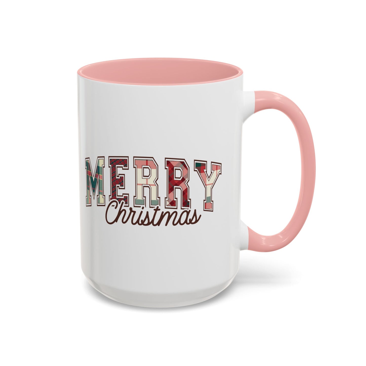 Merry Christmas Mug | Plaid Holiday Text Design | Festive Coffee Cup