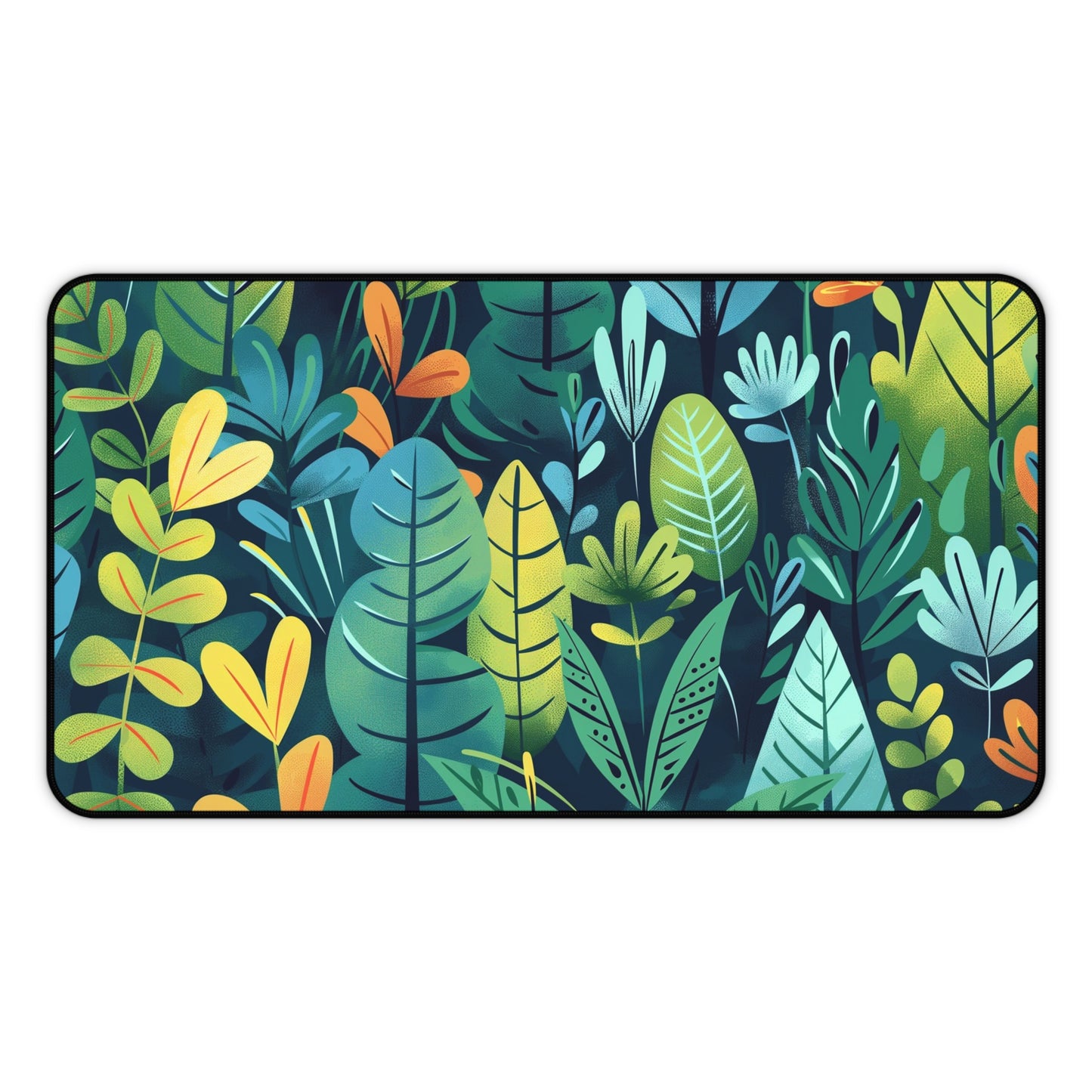 Tropical Jungle Computer Desk Mat | Vibrant Leaves Mouse Pad | Anti-Slip Neoprene Desk Mat for Home Office | 3 Sizes Available