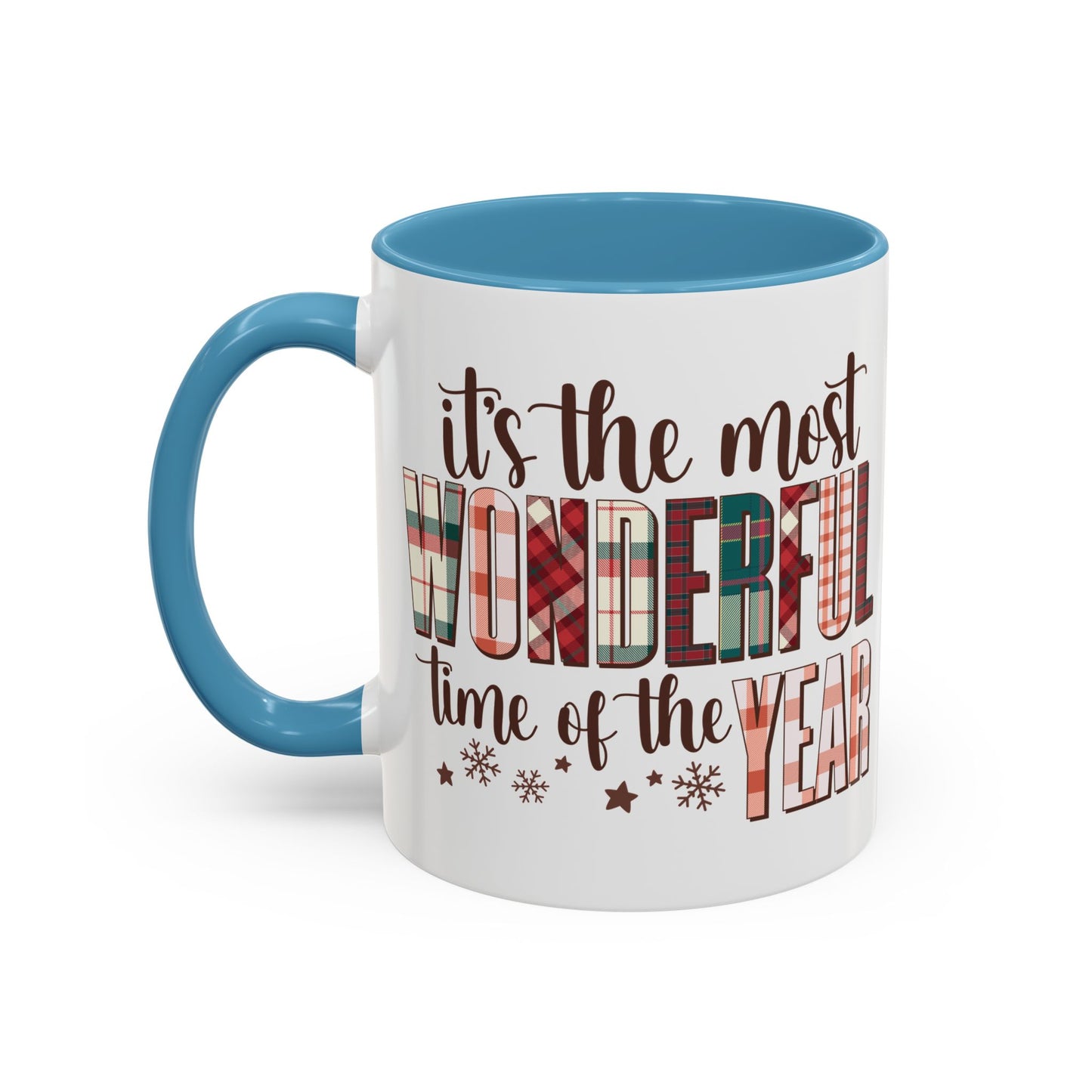 It's the Most Wonderful Time of the Year Christmas Mug | Plaid Text Holiday Design | Festive Winter Coffee Mug