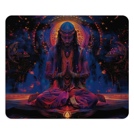 Mystical Meditation Design Personalized Mouse Pad - Custom Round or Rectangle Neoprene Mousepad with Non-Slip Rubber Bottom