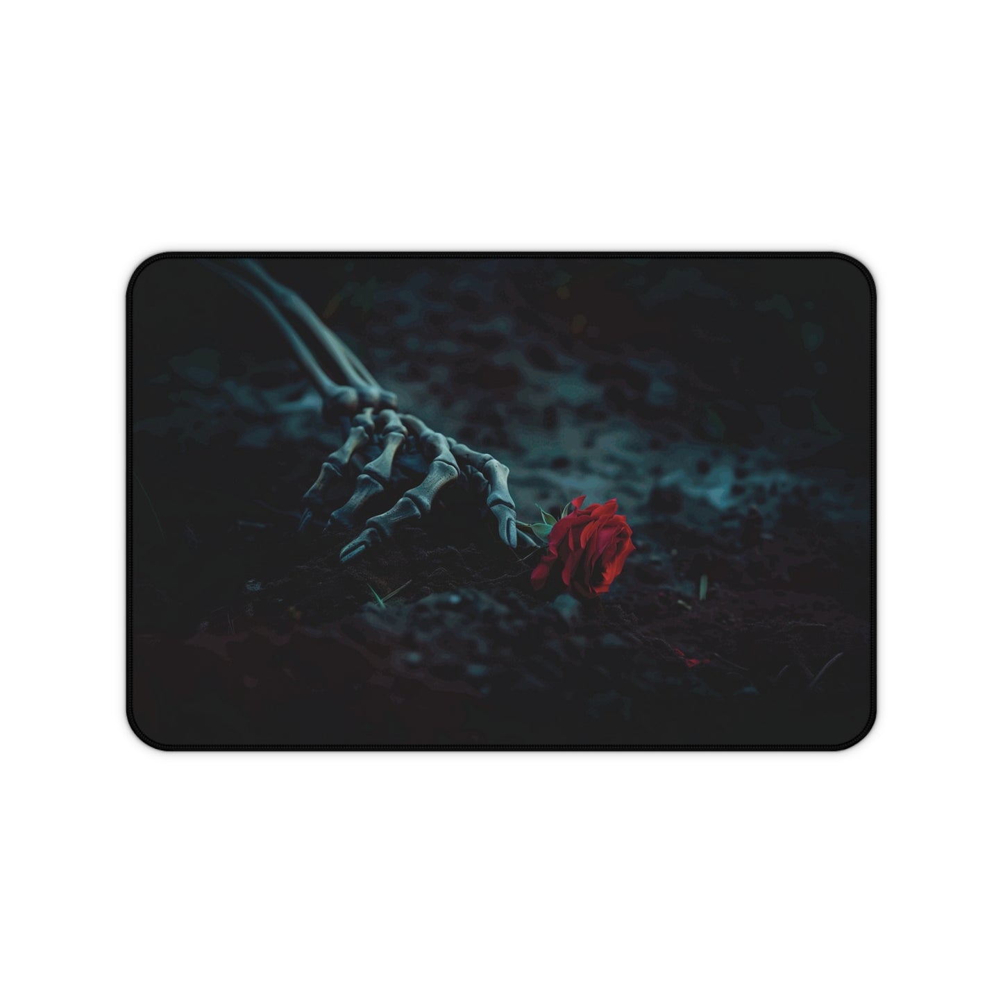 Gothic Skeleton Hand with Red Rose Desk Mat - Neoprene Anti-Slip Mouse Pad Game Table - Dark Aesthetic Office Decor - Available in 3 Sizes