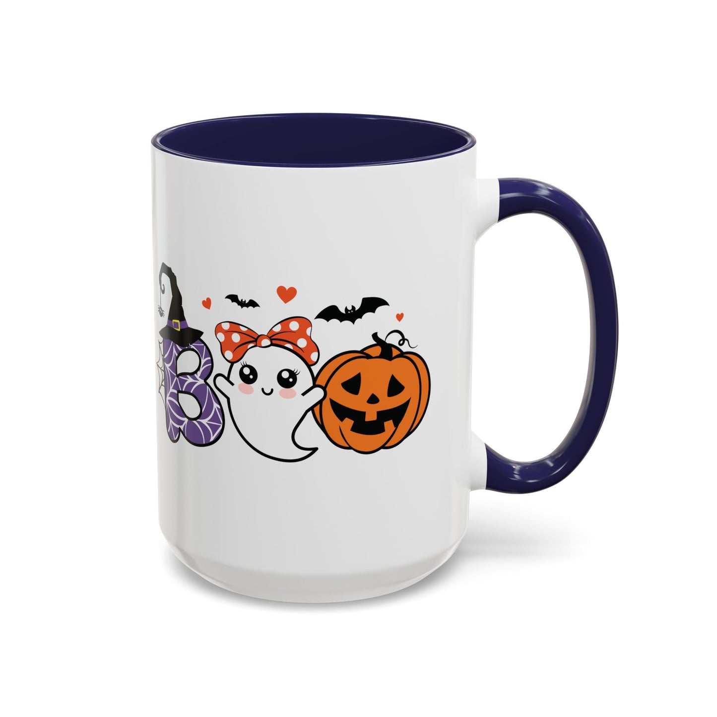 Cute Boo Halloween Mug | 11oz and 15oz Ceramic Coffee Cup | Adorable Ghost, Pumpkin and Witch Hat Design