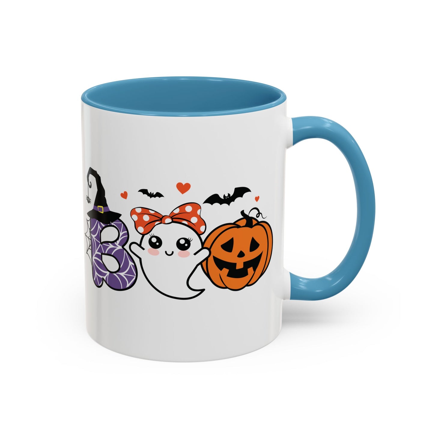 Cute Boo Halloween Mug | 11oz and 15oz Ceramic Coffee Cup | Adorable Ghost, Pumpkin and Witch Hat Design