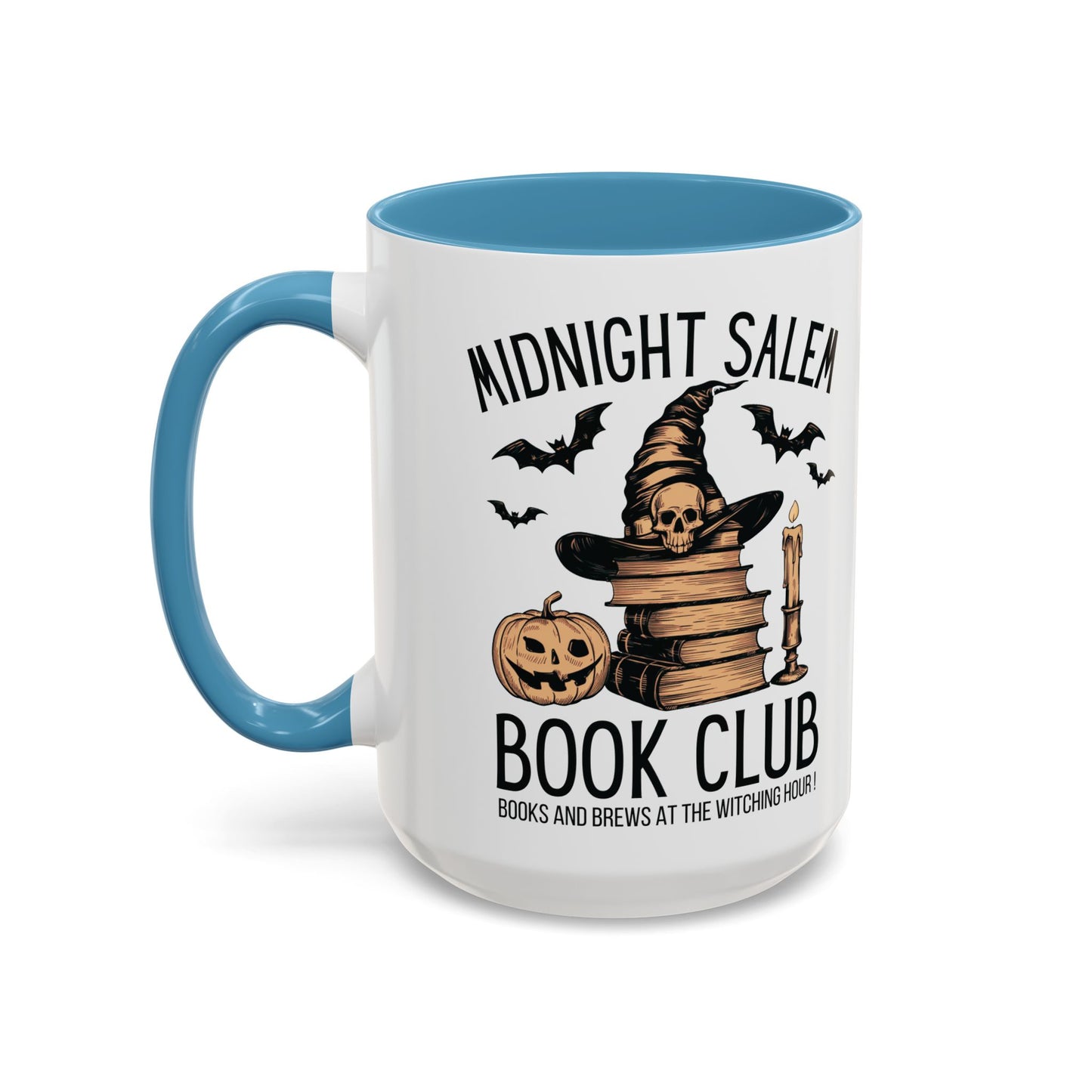 Midnight Salem Book Club Mug | Witchy Skull and Book Design | Halloween Coffee Mug | Spooky Fall Drinkware