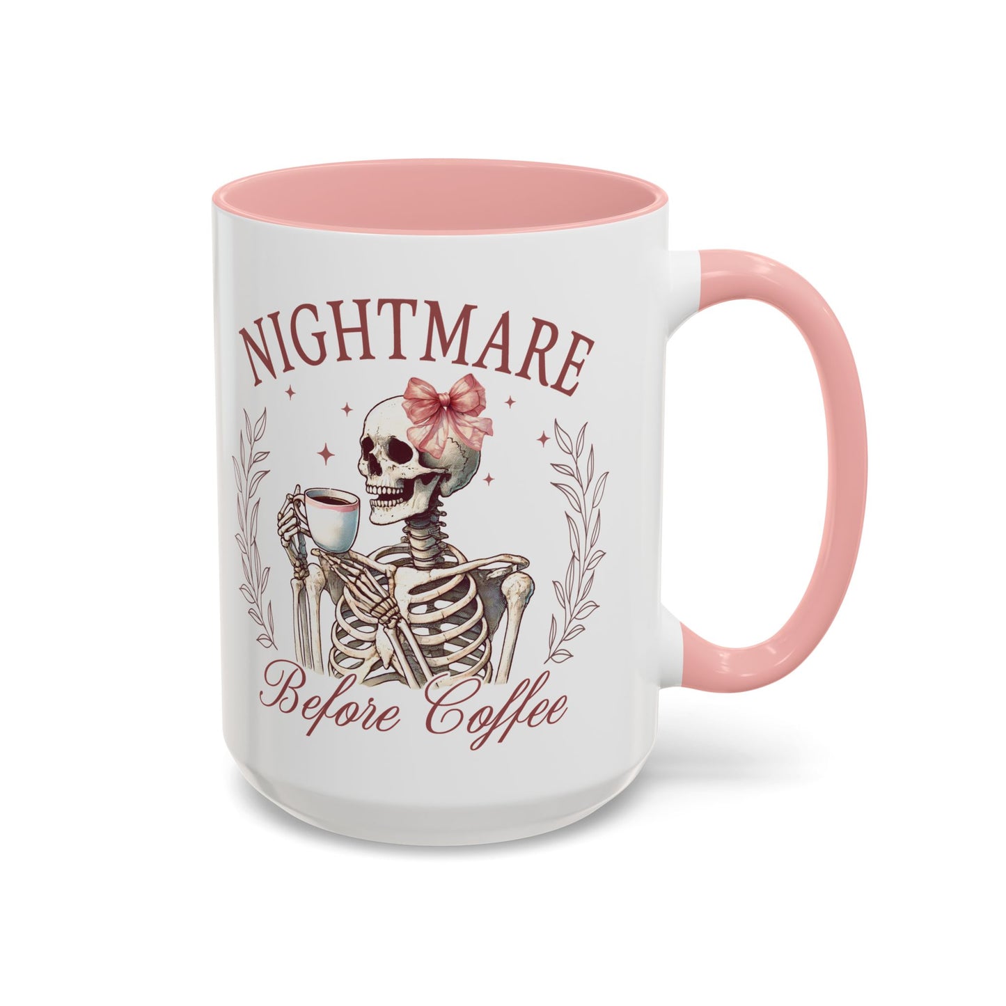 Nightmare Before Coffee Skeleton Mug | 11oz and 15oz Ceramic Coffee Cup | Funny Halloween Coffee Lover Design