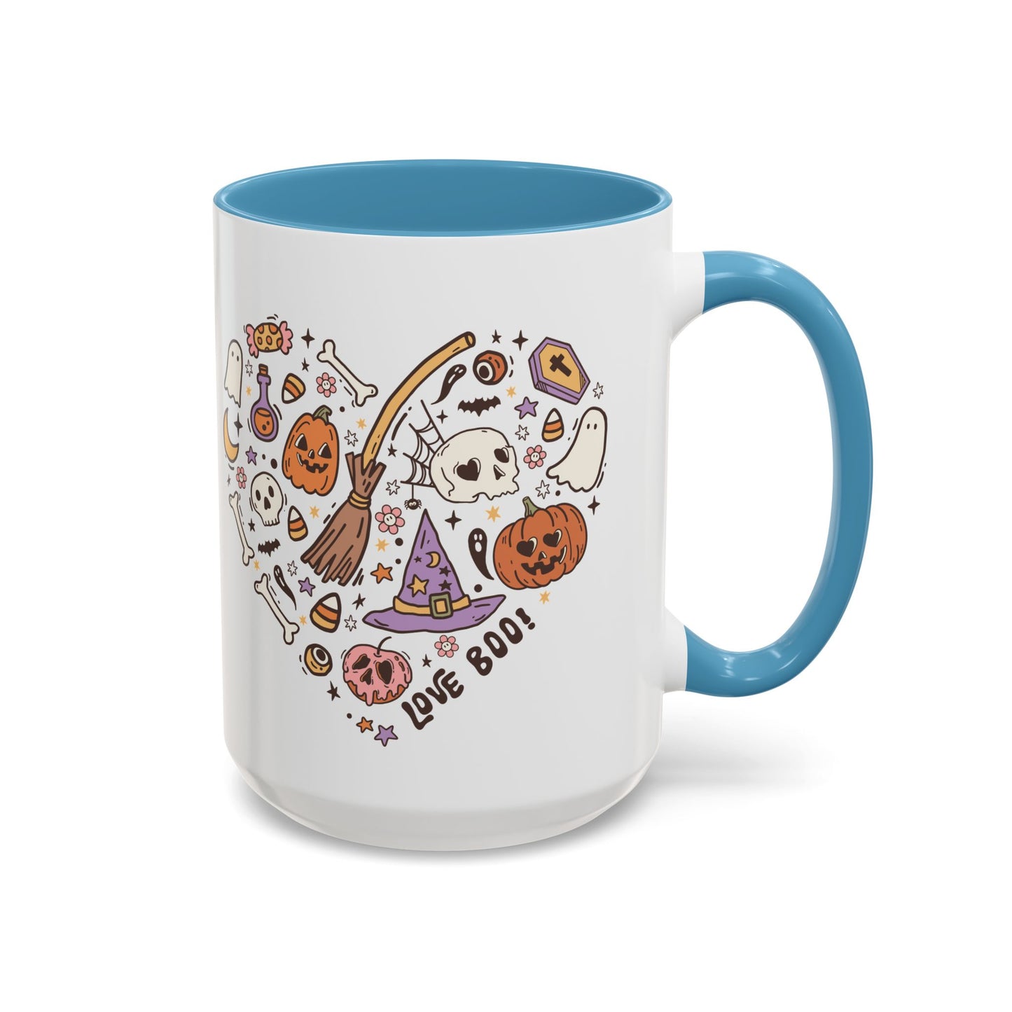 Love Boo! Halloween Mug | 11oz and 15oz Ceramic Coffee Cup | Spooky Heart Design