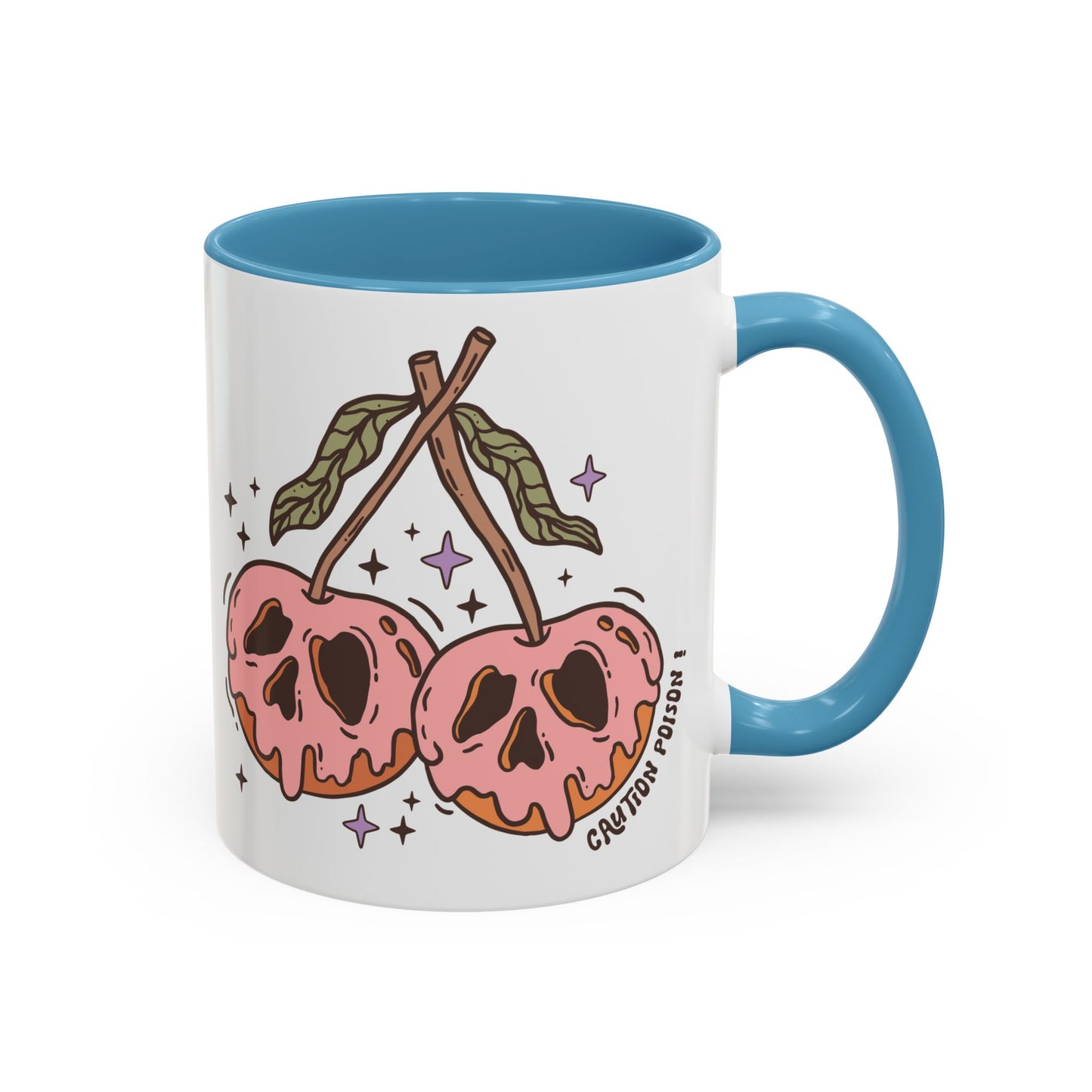 Caution Poison! Skull Cherries Mug | 11oz and 15oz Ceramic Coffee Cup | Halloween Poison Warning Design